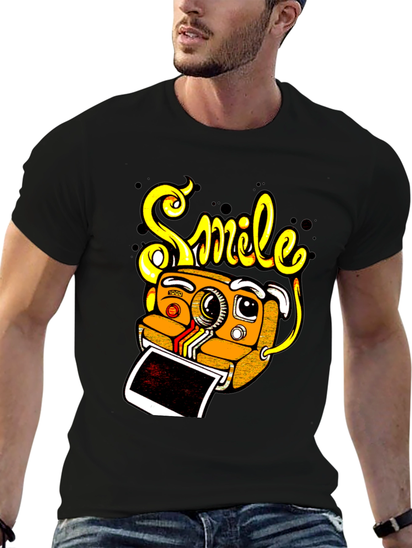 Smile Camera Graphic Tee - Black