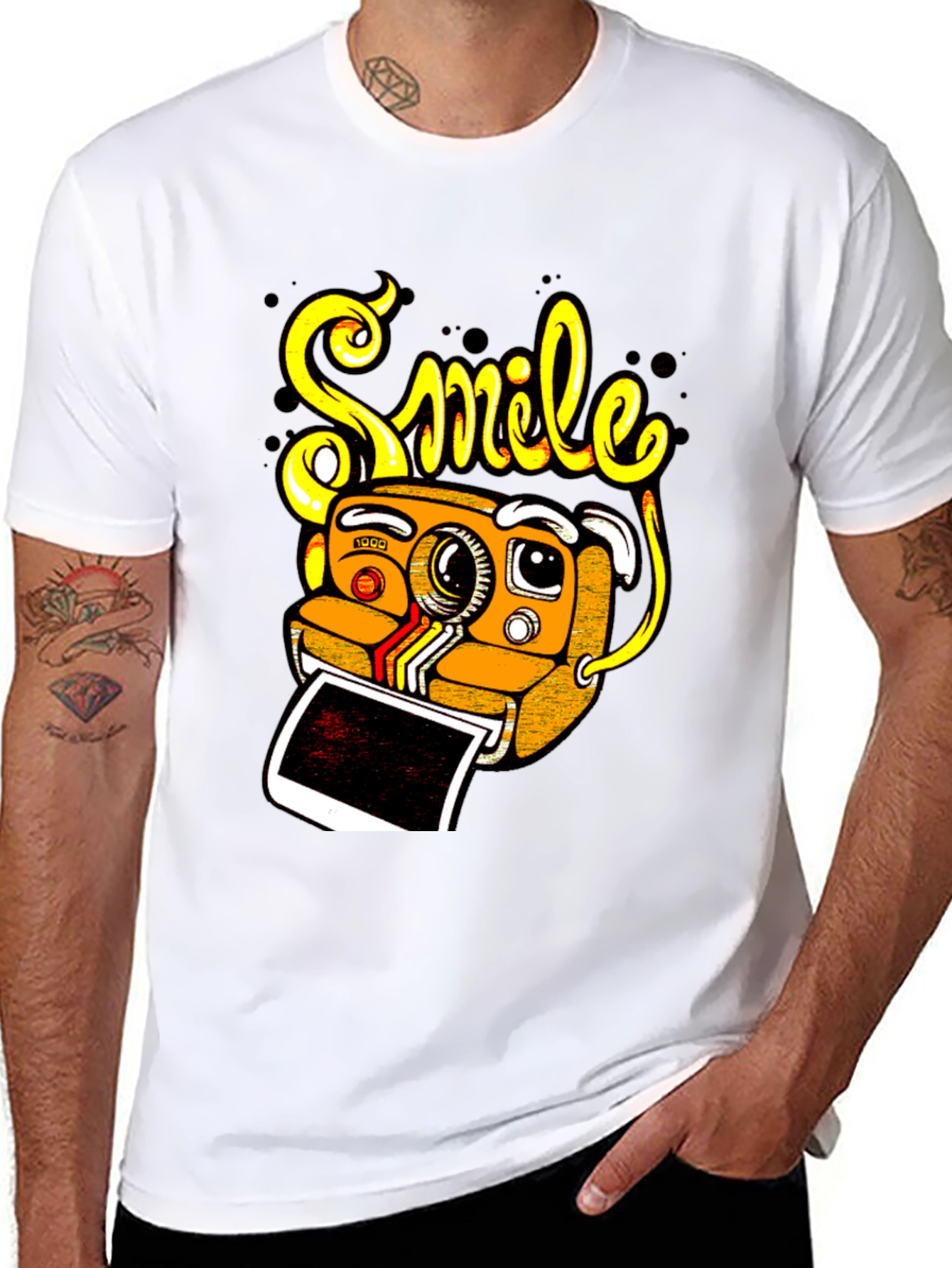 Smile Camera Graphic Tee - Black
