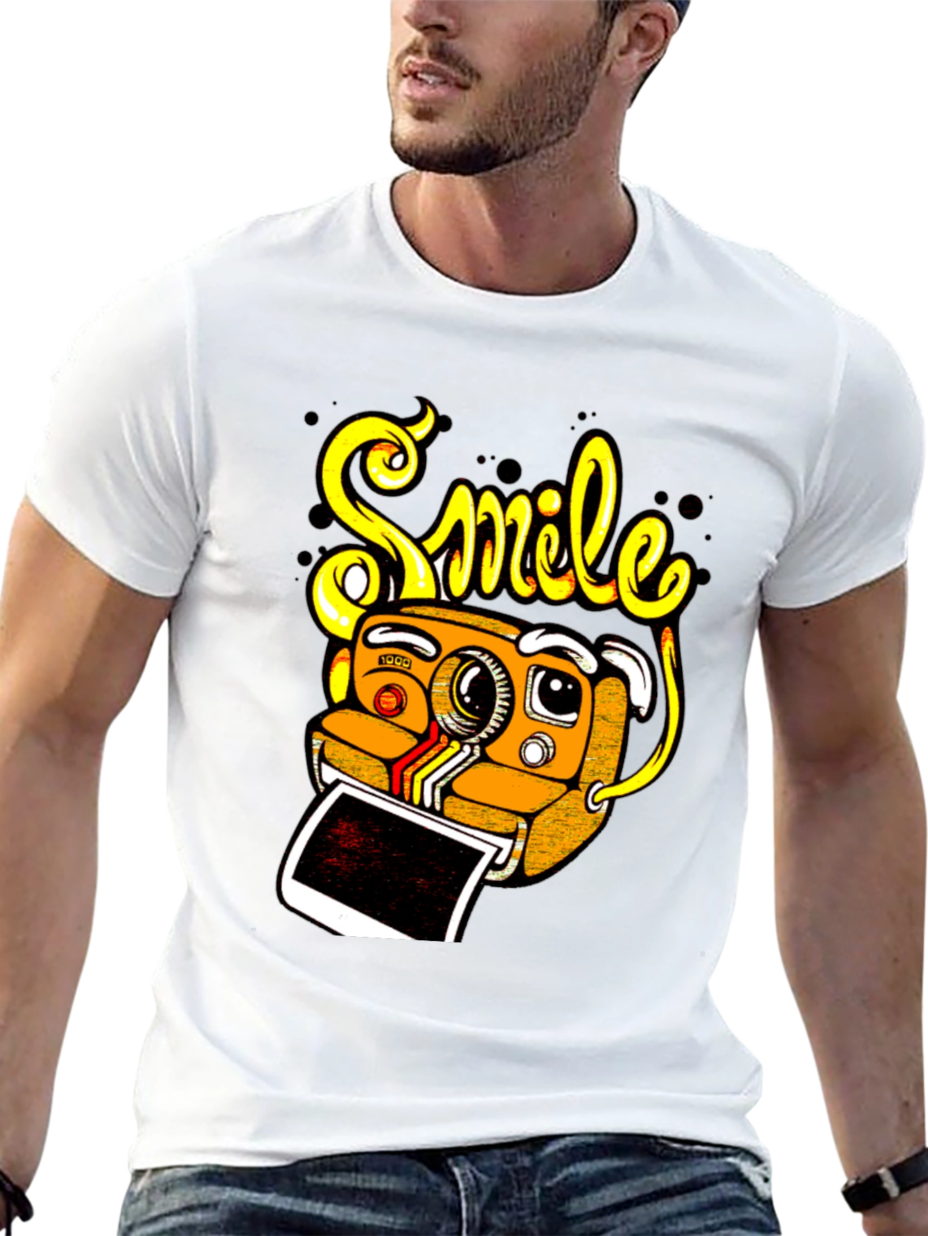 Smile Camera Graphic Tee - Black