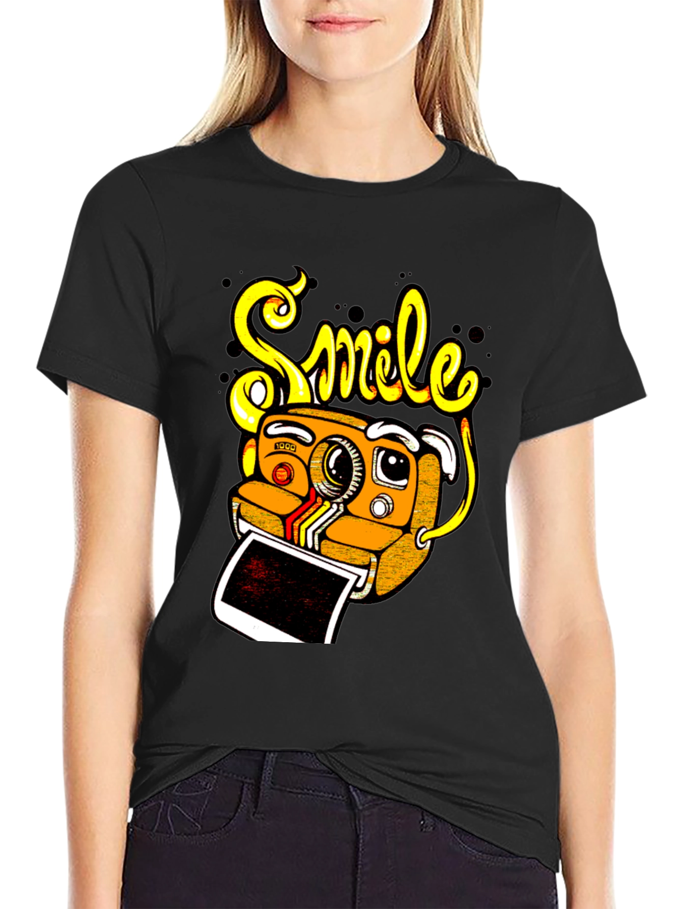 Smile Camera Graphic Tee - Black