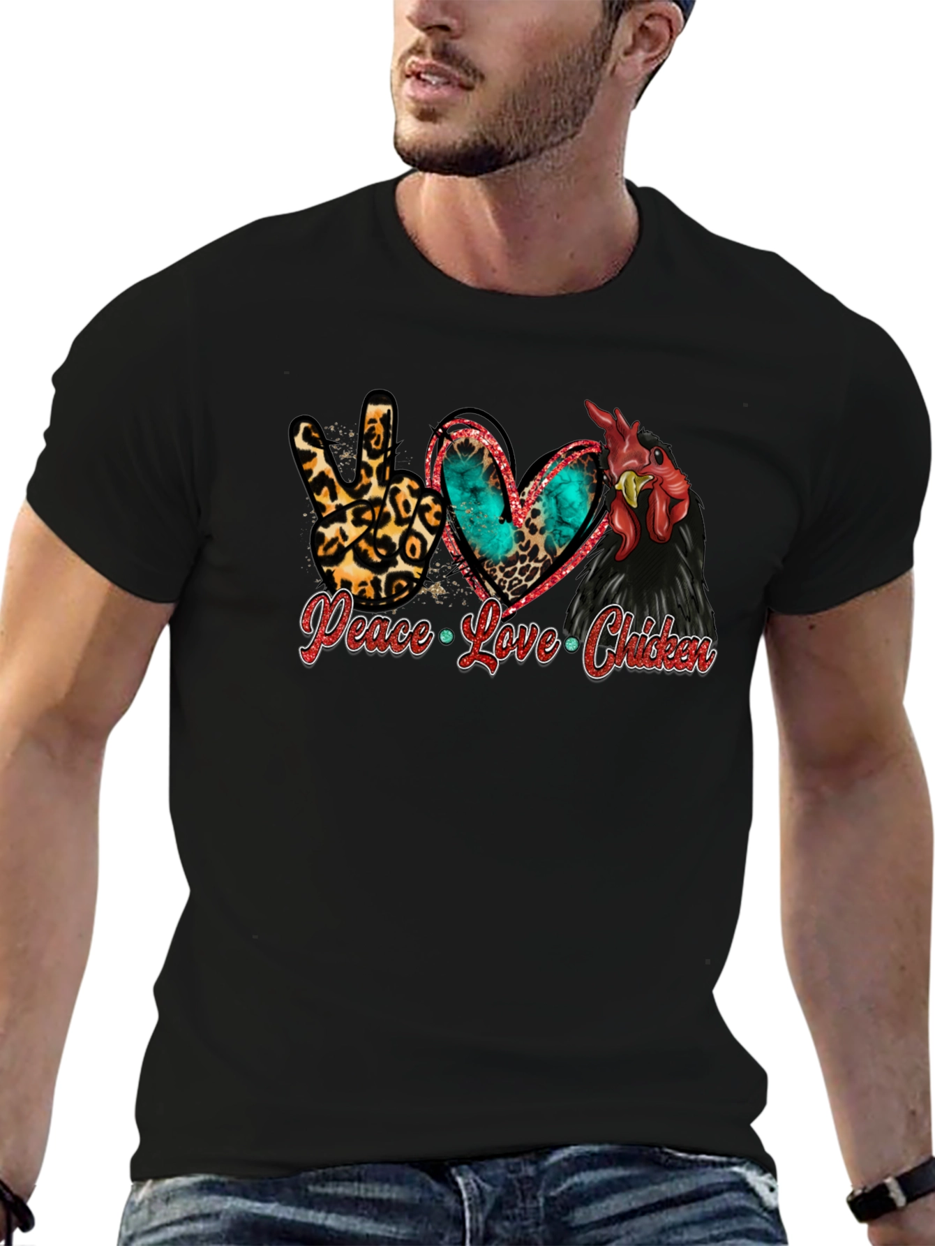 Peace Love Chicken T-Shirt Animal Lover Tee