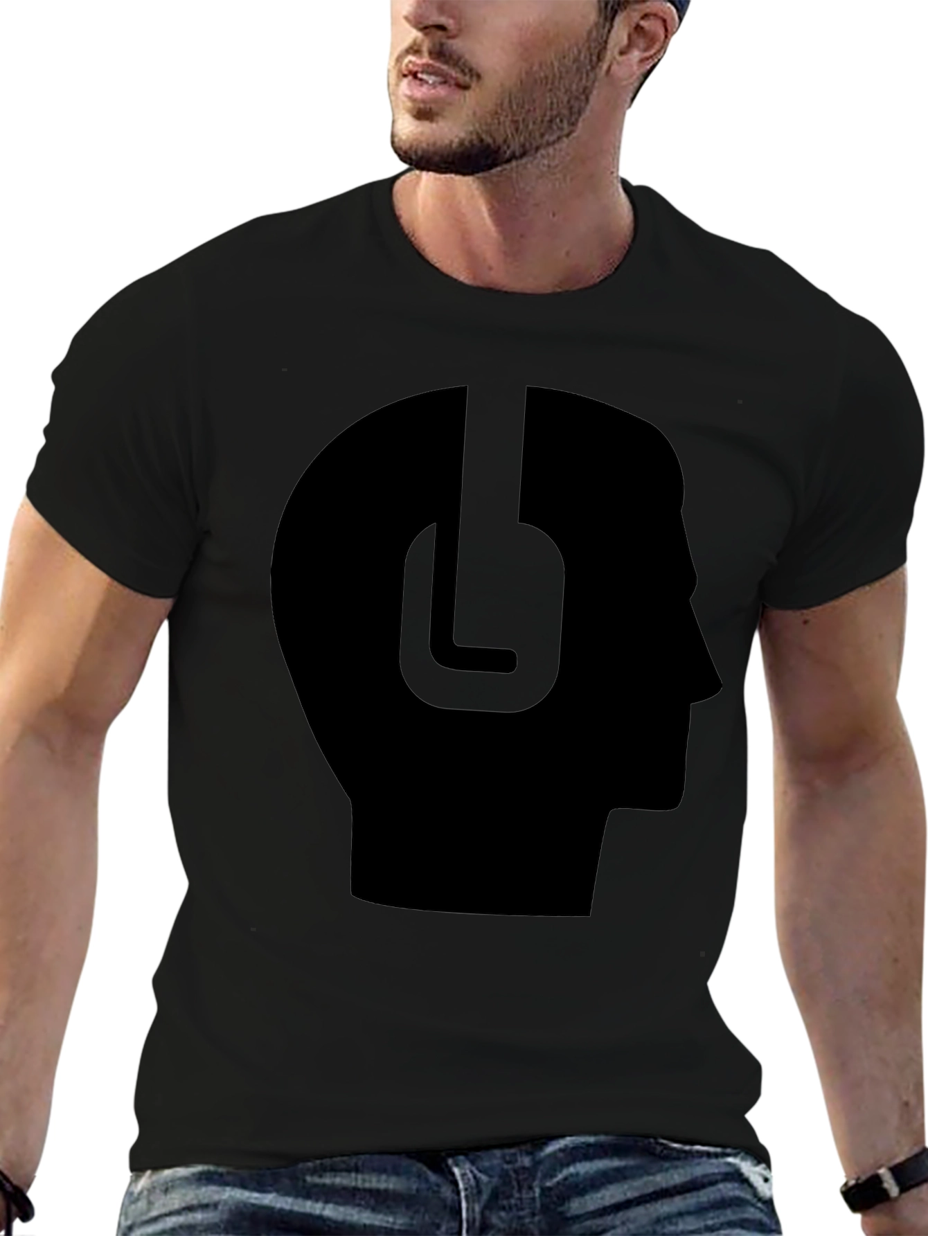Headphone Head Black Tee - Stylish & Unique!