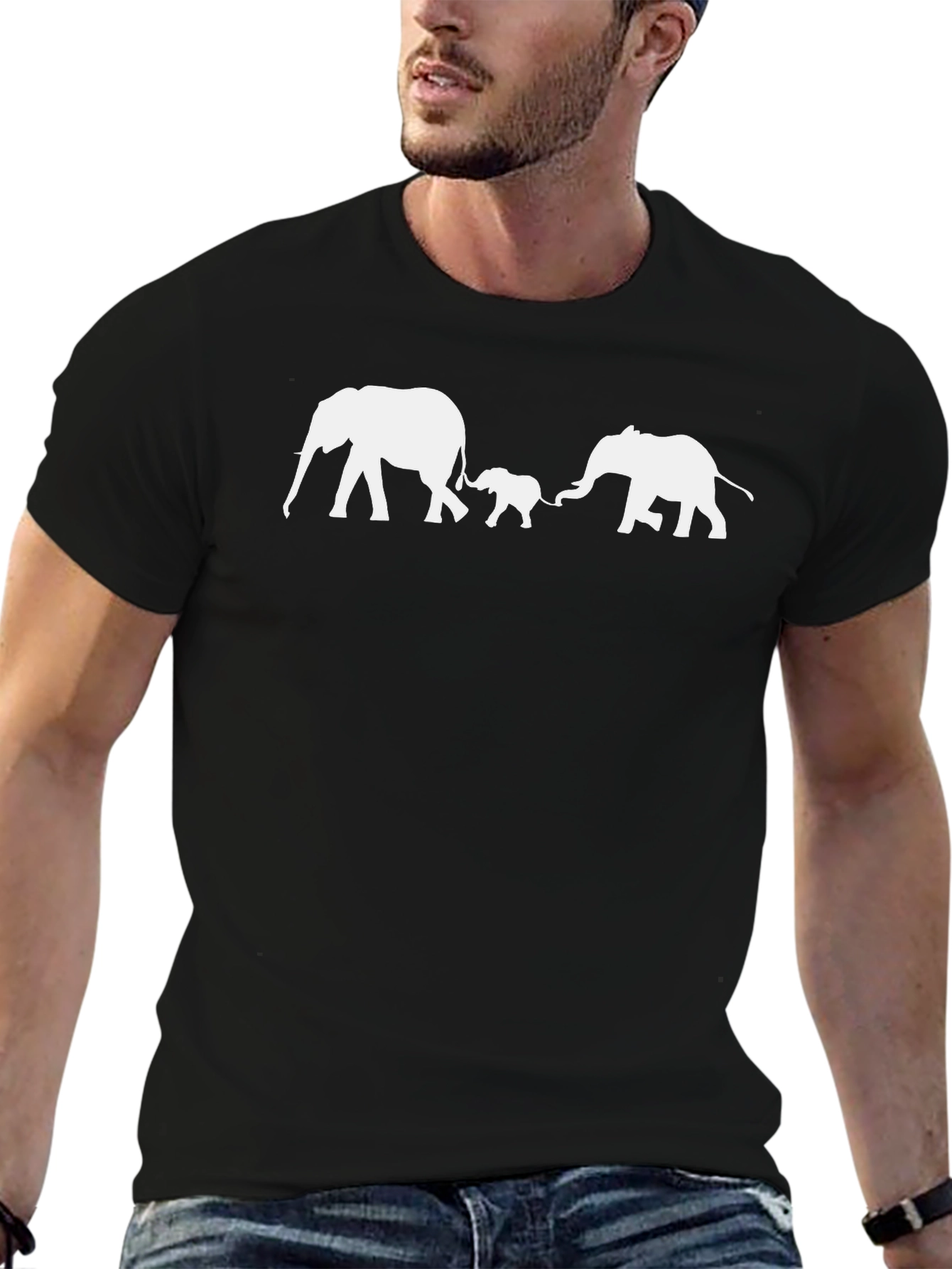 Elephant Family Graphic T-Shirt - Classic Black Tee