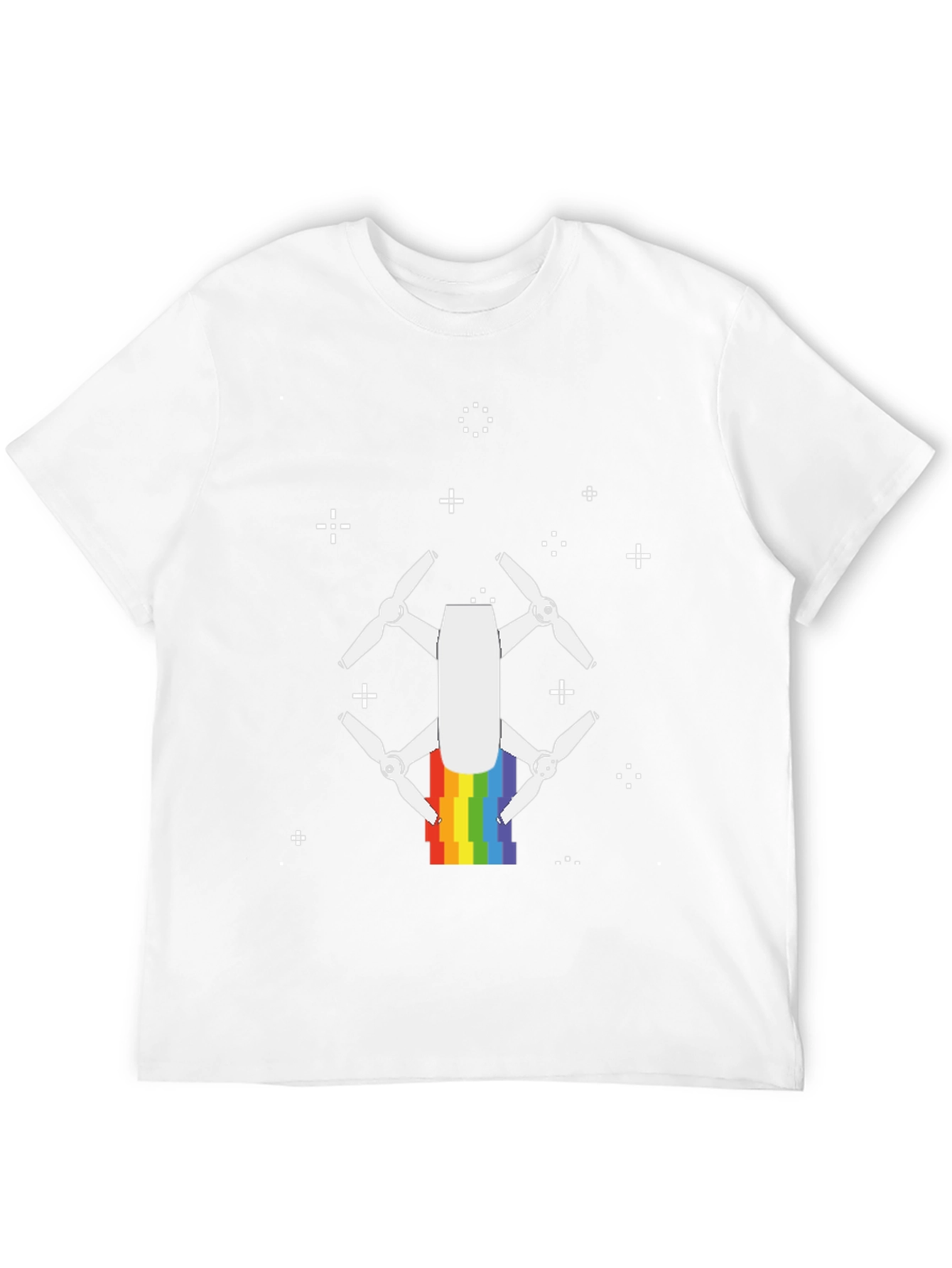 Rainbow Drone Graphic Tee - Black Cotton T-Shirt