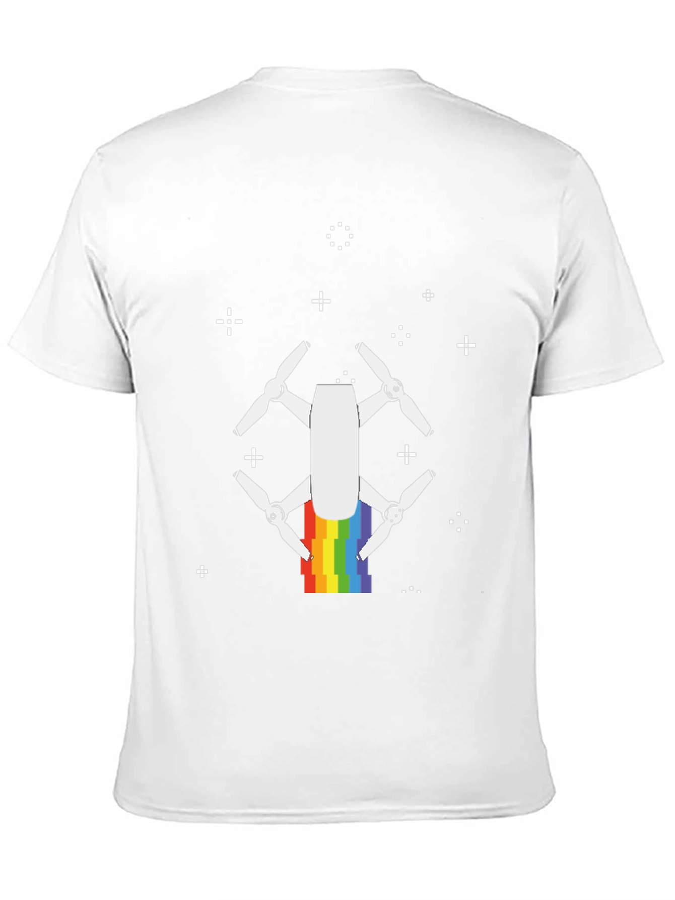 Rainbow Drone Graphic Tee - Black Cotton T-Shirt