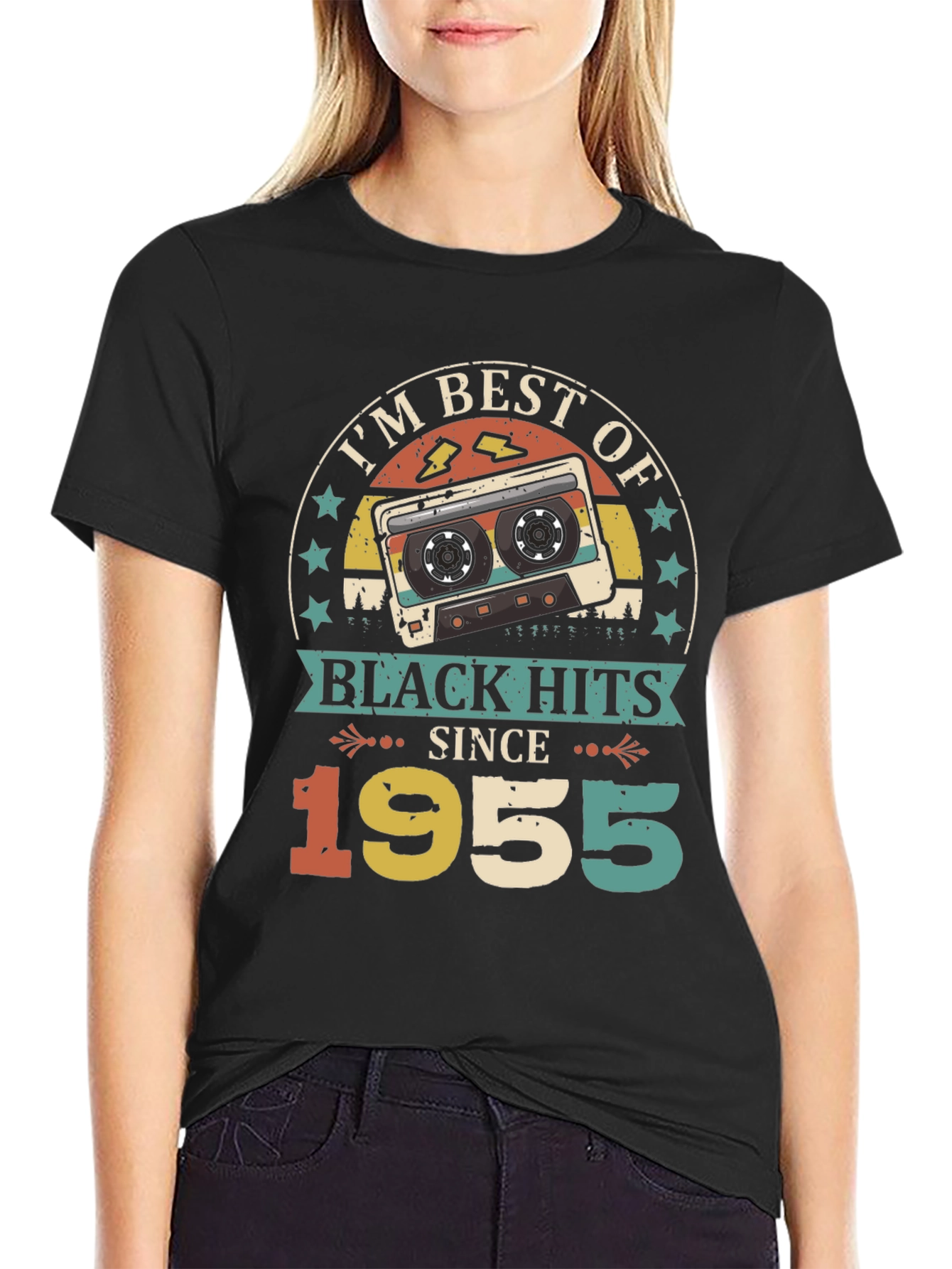 Retro 1955 Black Hits Music Cassette T-Shirt