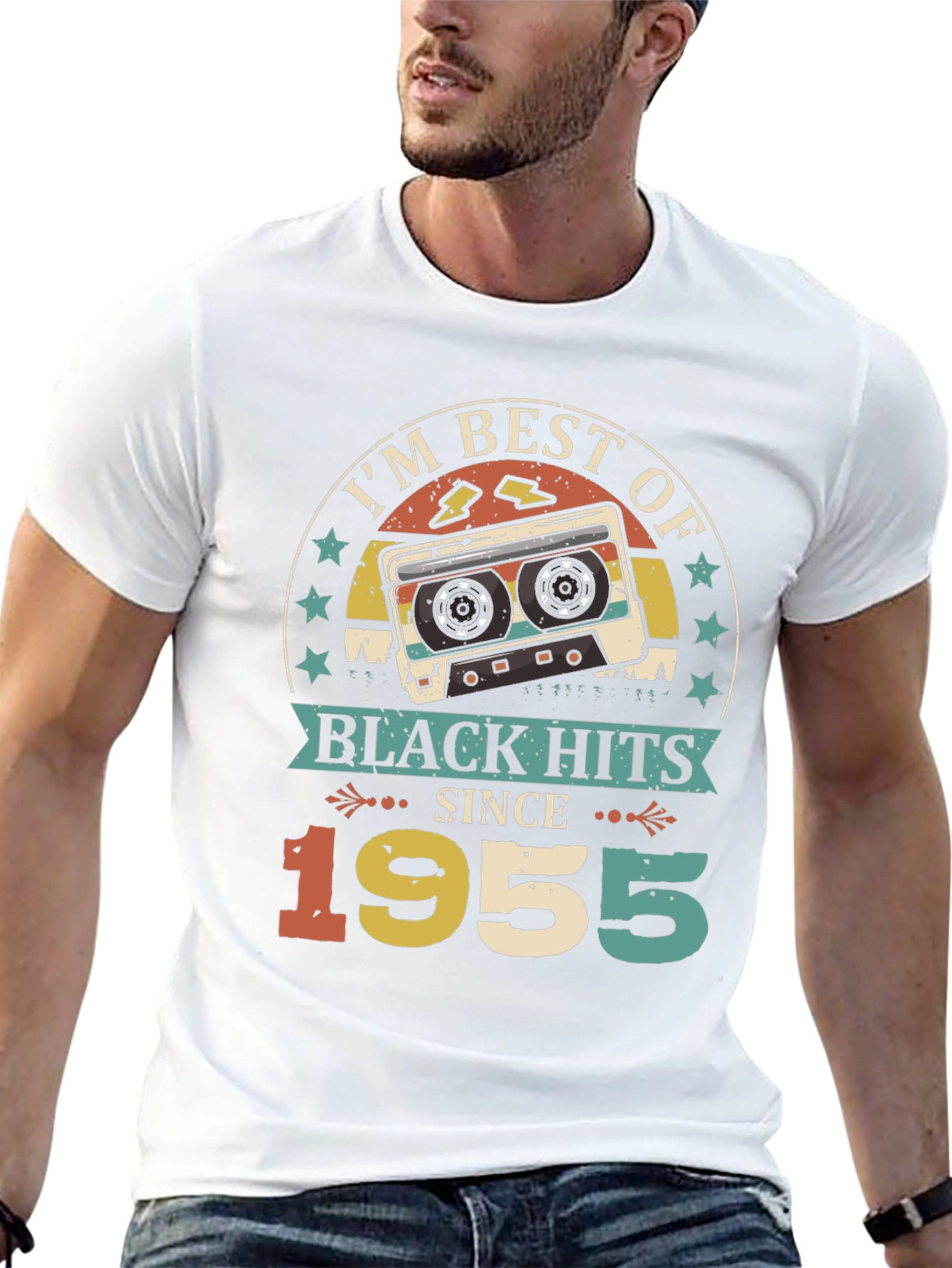 Retro 1955 Black Hits Music Cassette T-Shirt
