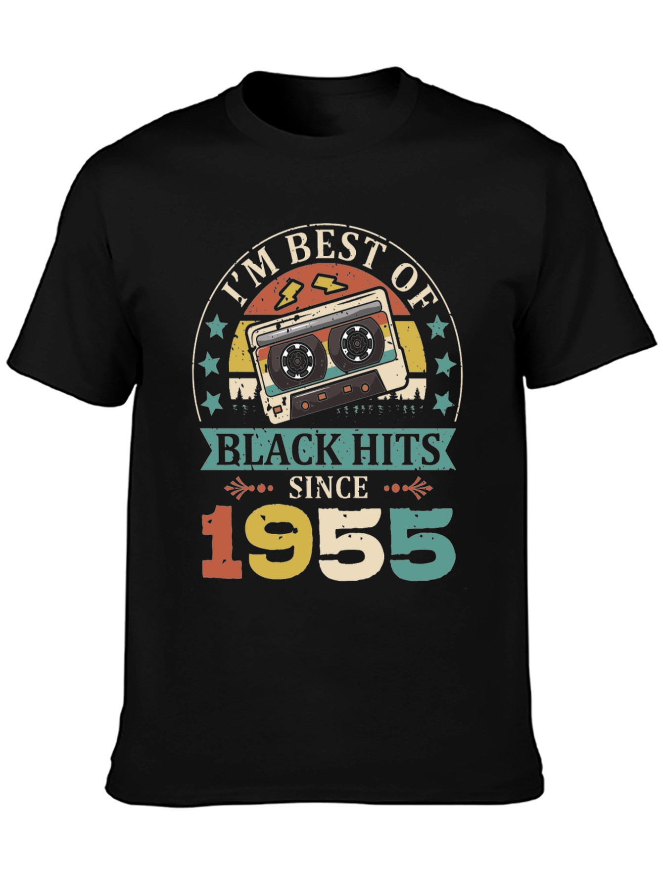 Retro 1955 Black Hits Music Cassette T-Shirt