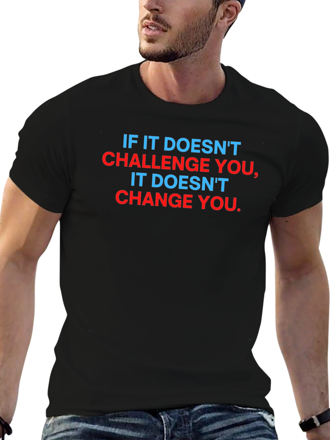 Motivational Graphic Tee - Challenge & Change Black T-Shirt