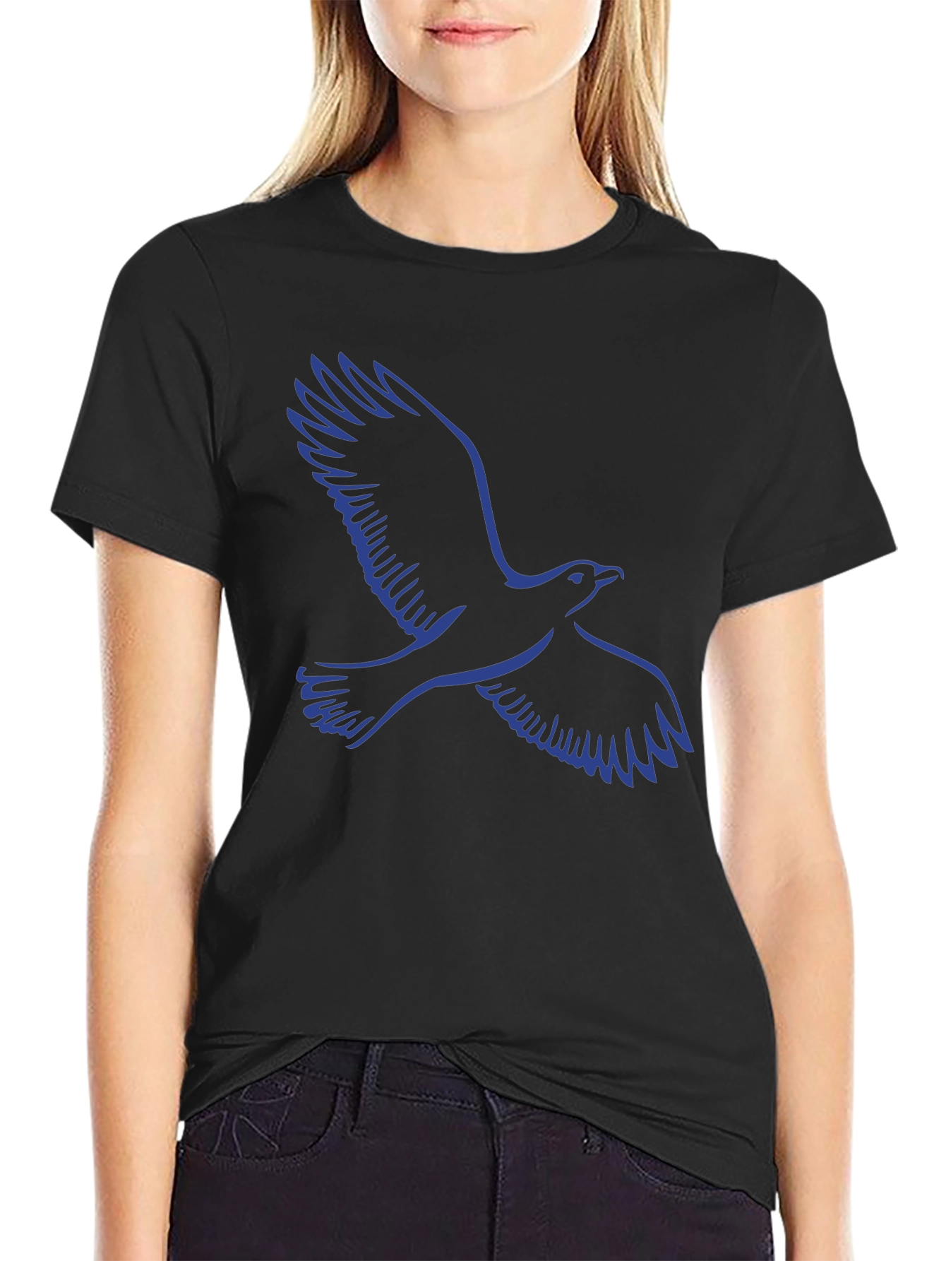 Black T-Shirt with Blue Eagle Graphic