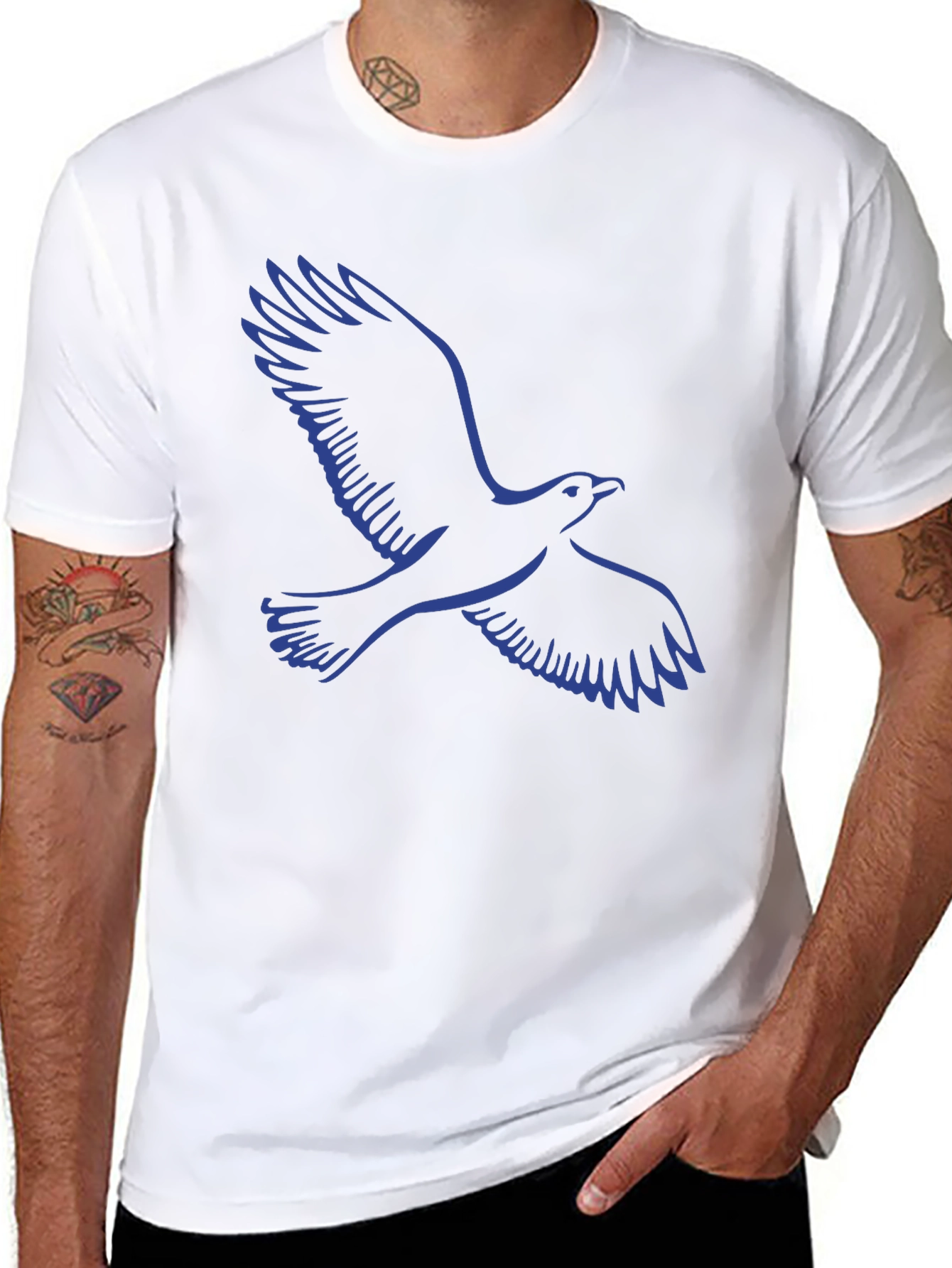 Black T-Shirt with Blue Eagle Graphic
