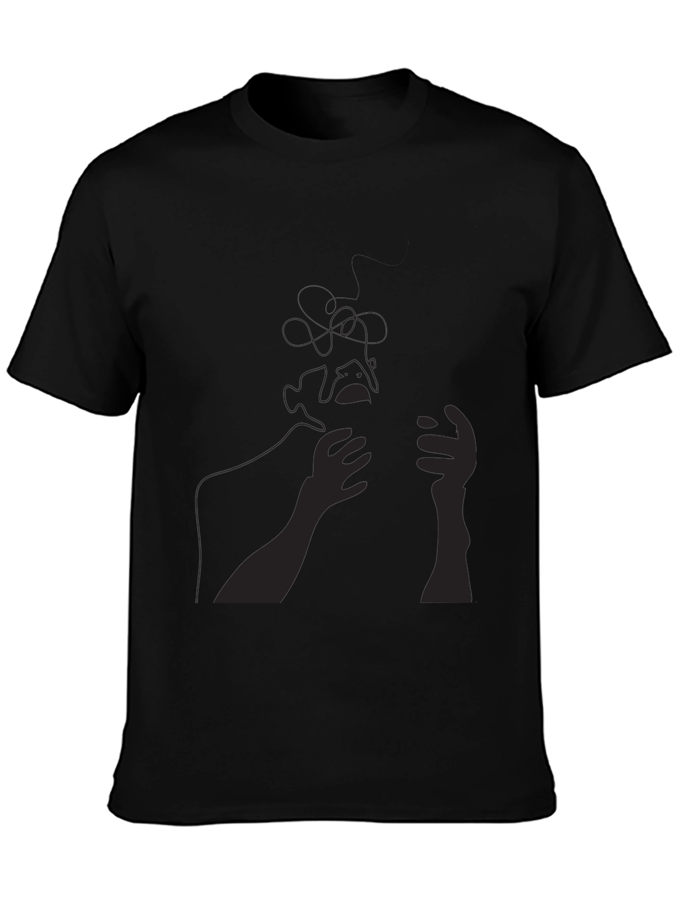 Abstract Line Art Tee - Black