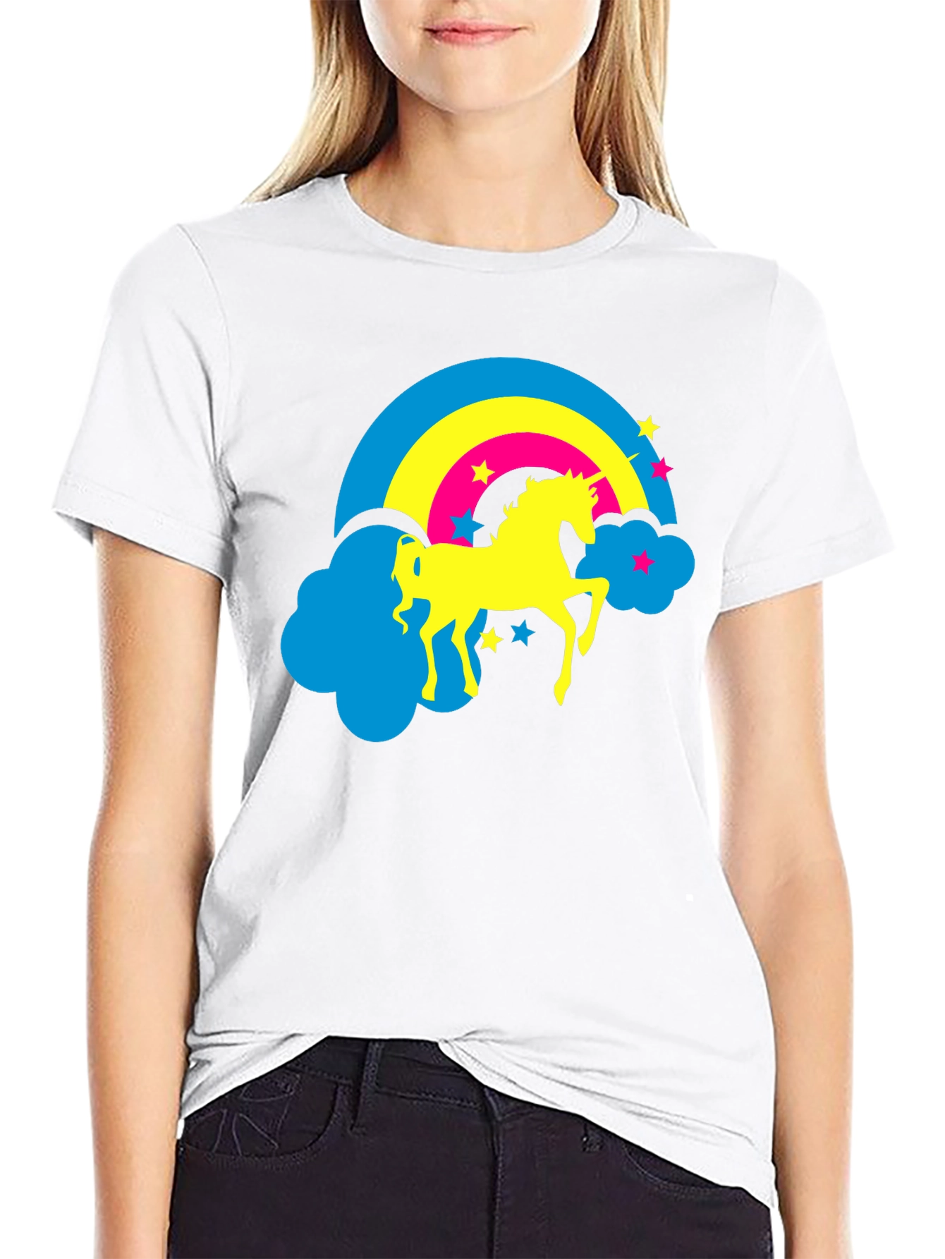 Unicorn Rainbow Graphic Tee - Black