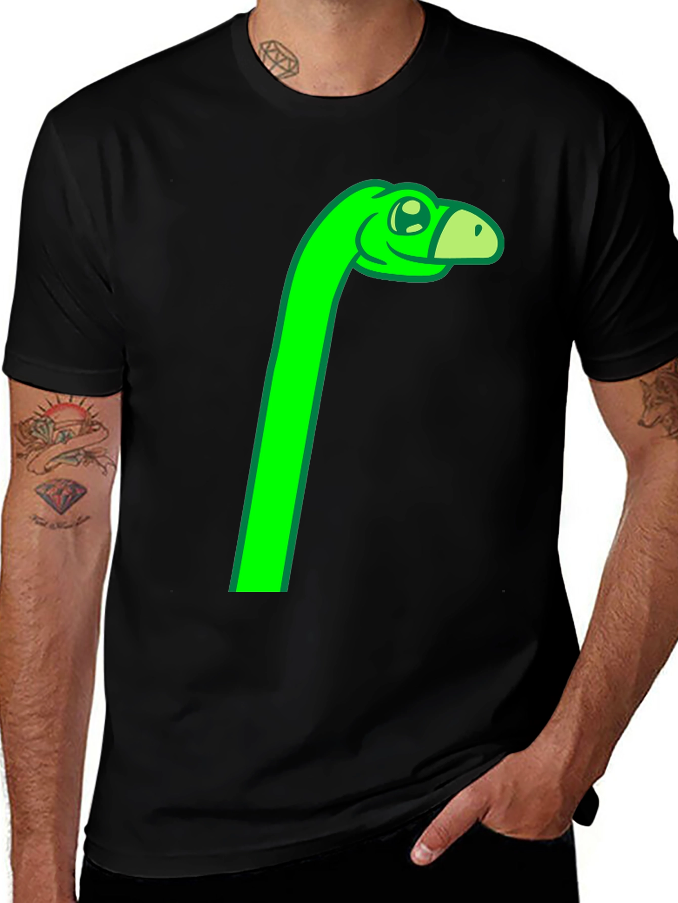 Green Dino Cartoon Graphic Tee