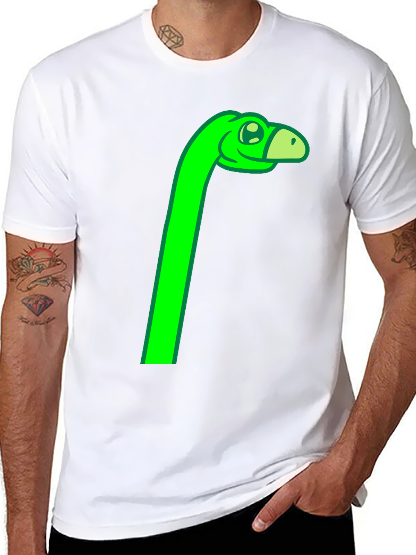 Green Dino Cartoon Graphic Tee