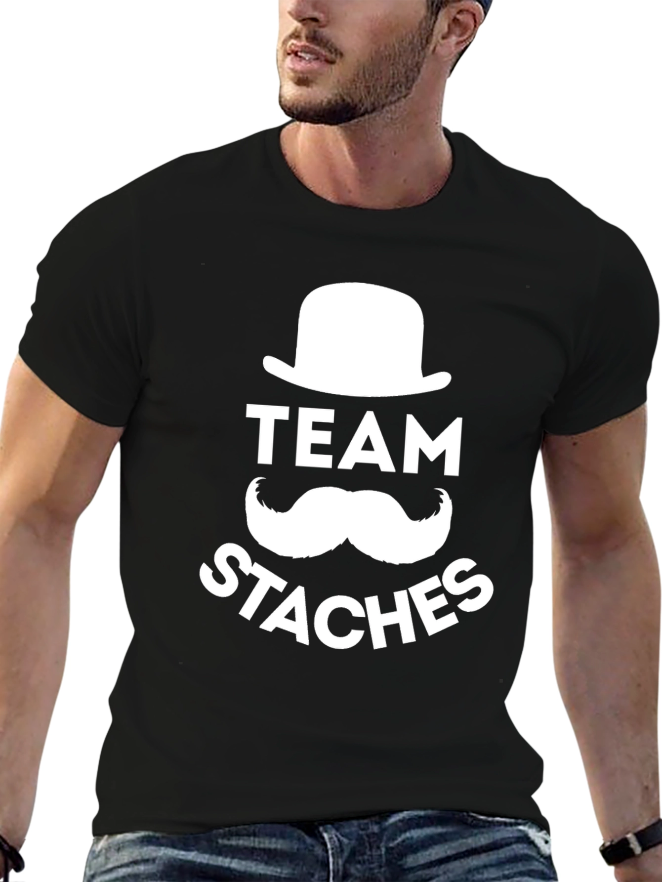 Team Staches Graphic Tee - Mens Black T-Shirt
