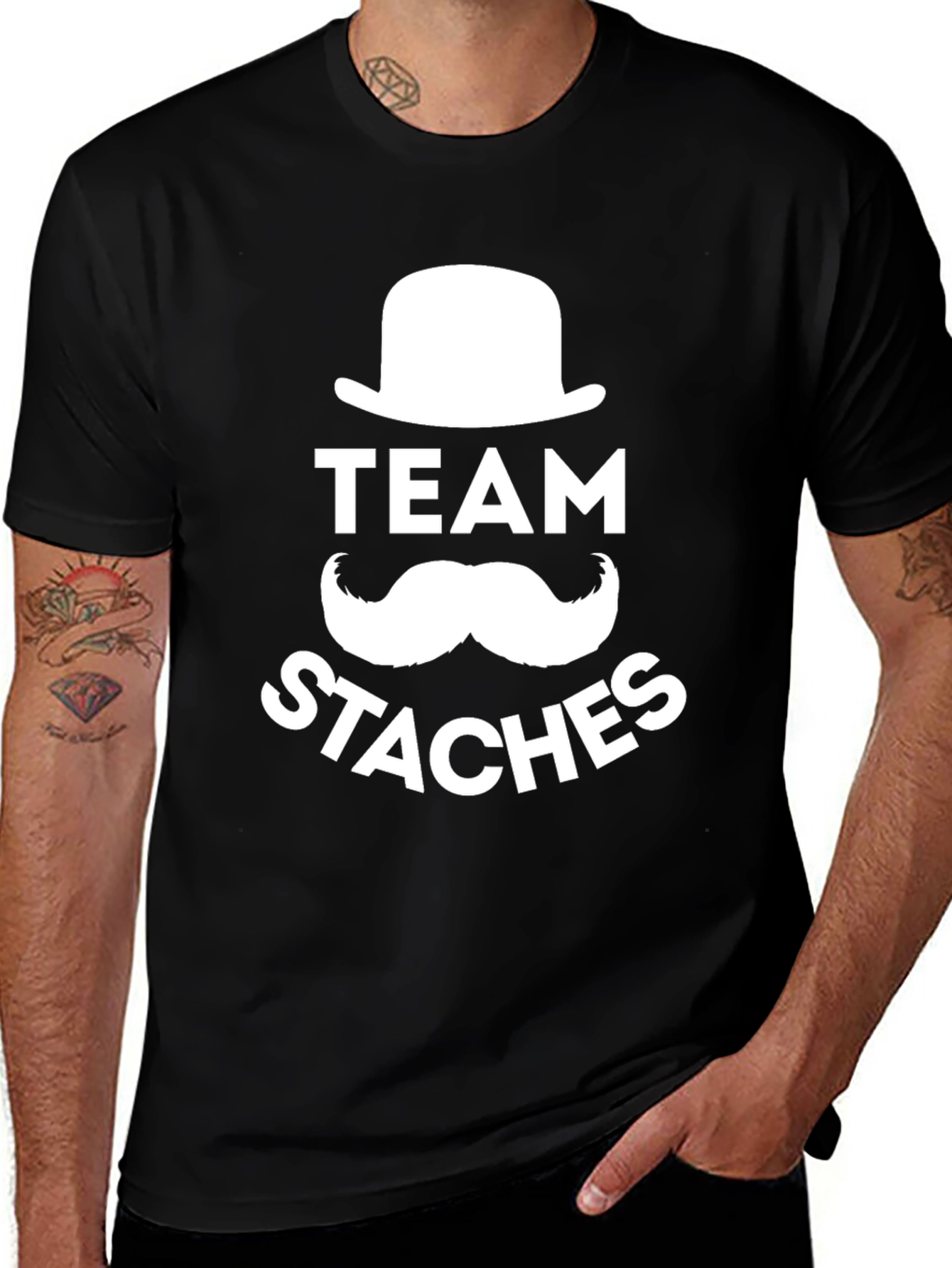 Team Staches Graphic Tee - Mens Black T-Shirt
