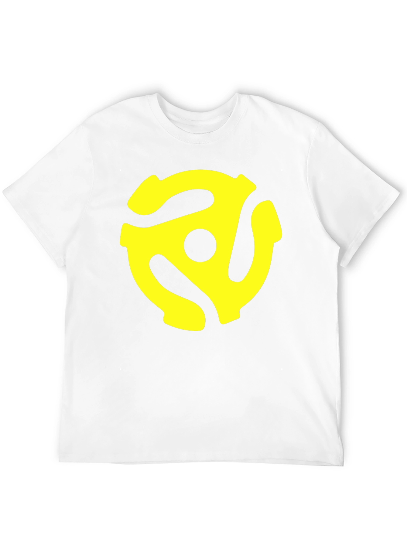 Black T-Shirt with Yellow 45 RPM Adapter Graphic