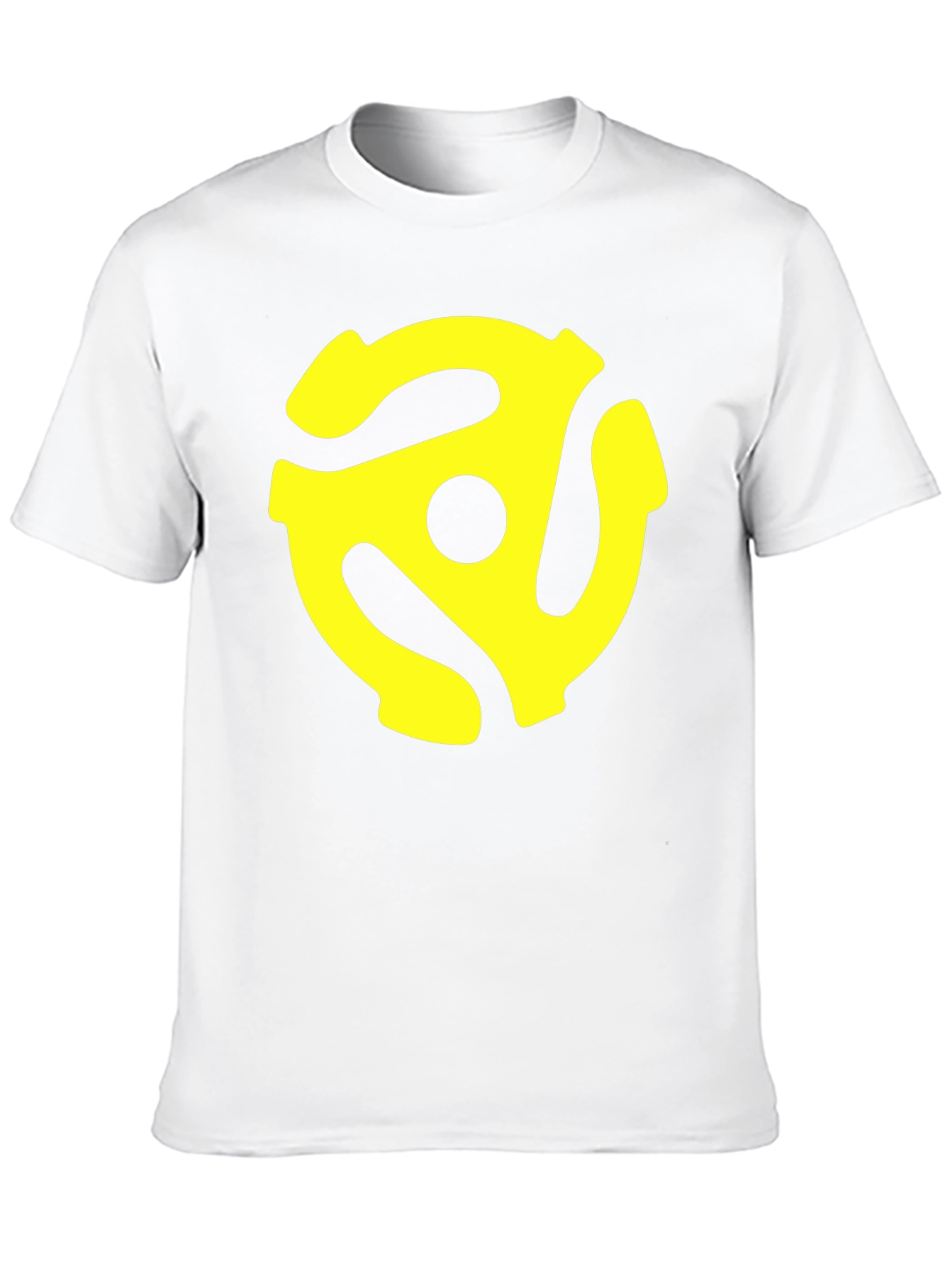 Black T-Shirt with Yellow 45 RPM Adapter Graphic