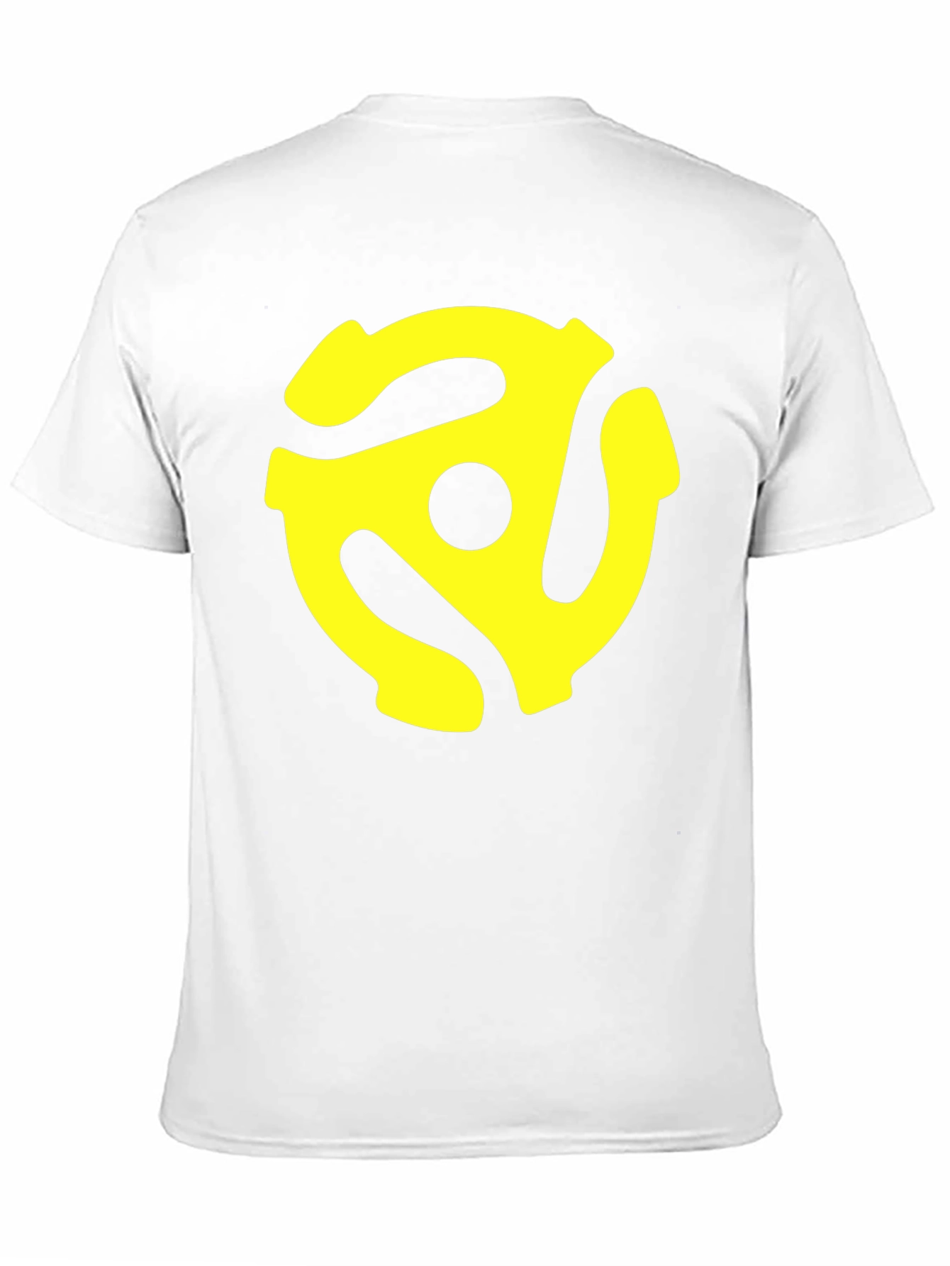 Black T-Shirt with Yellow 45 RPM Adapter Graphic