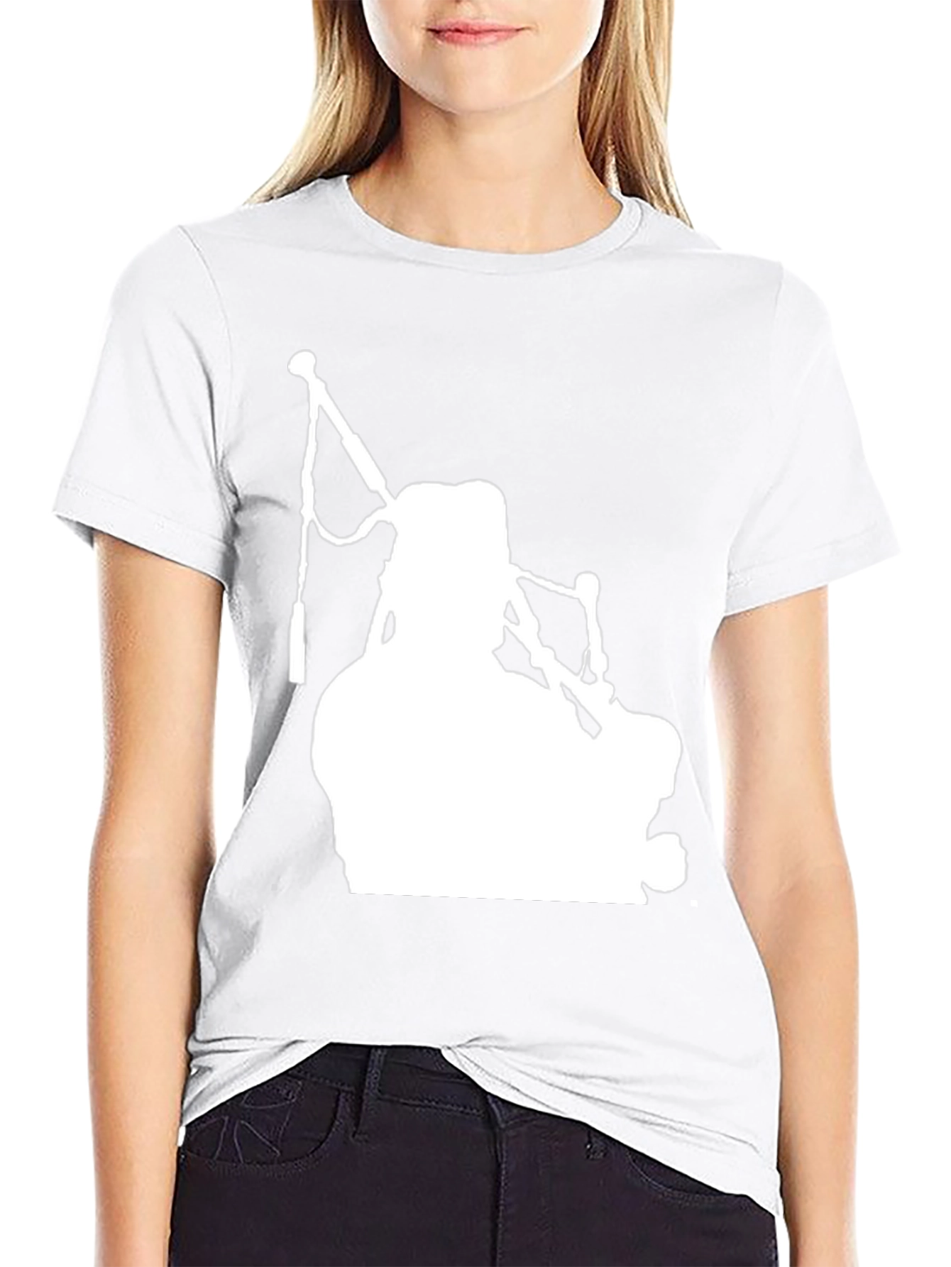 Bagpiper Silhouette Graphic Tee - Black Cotton T-Shirt
