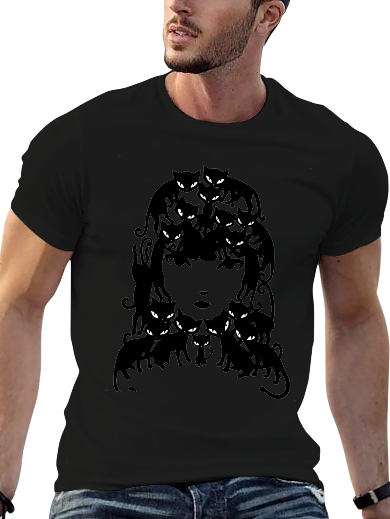 Black Cat Lady Graphic T-Shirt - Unisex