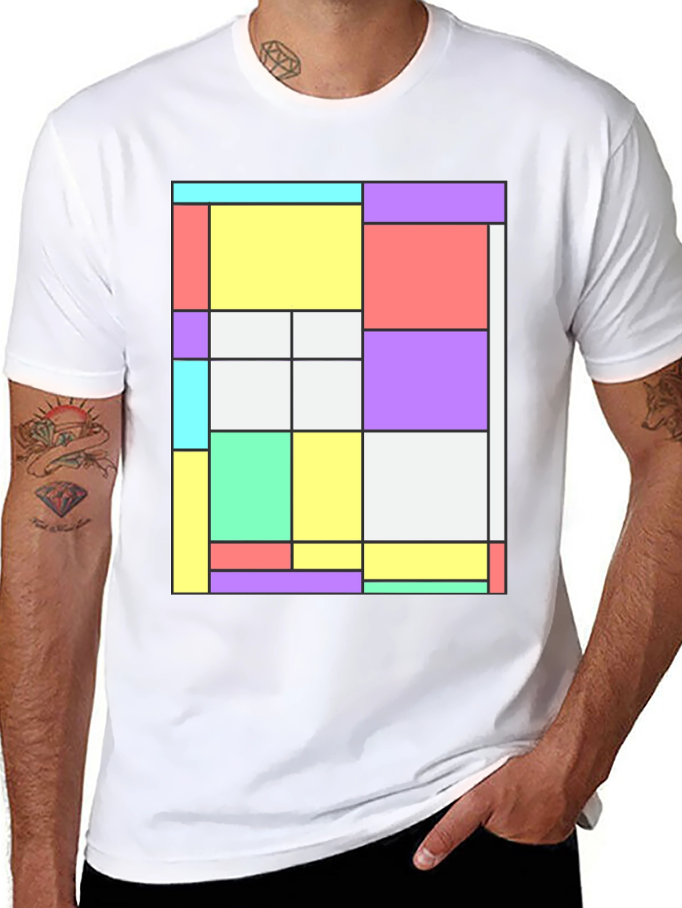 Modern Art Graphic Tee - Mondrian Style T-Shirt