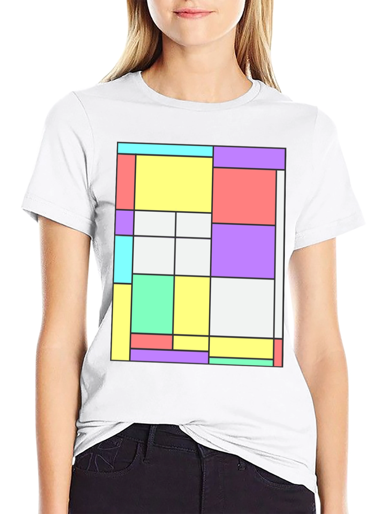 Modern Art Graphic Tee - Mondrian Style T-Shirt
