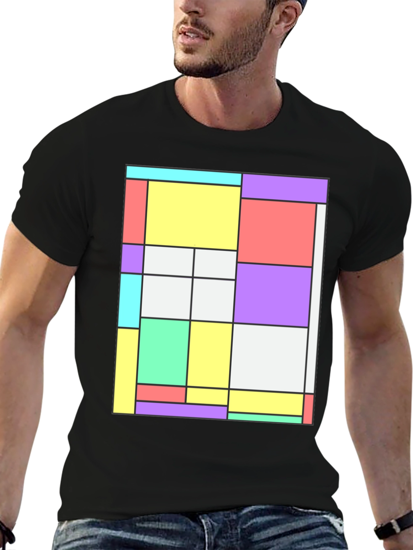 Modern Art Graphic Tee - Mondrian Style T-Shirt