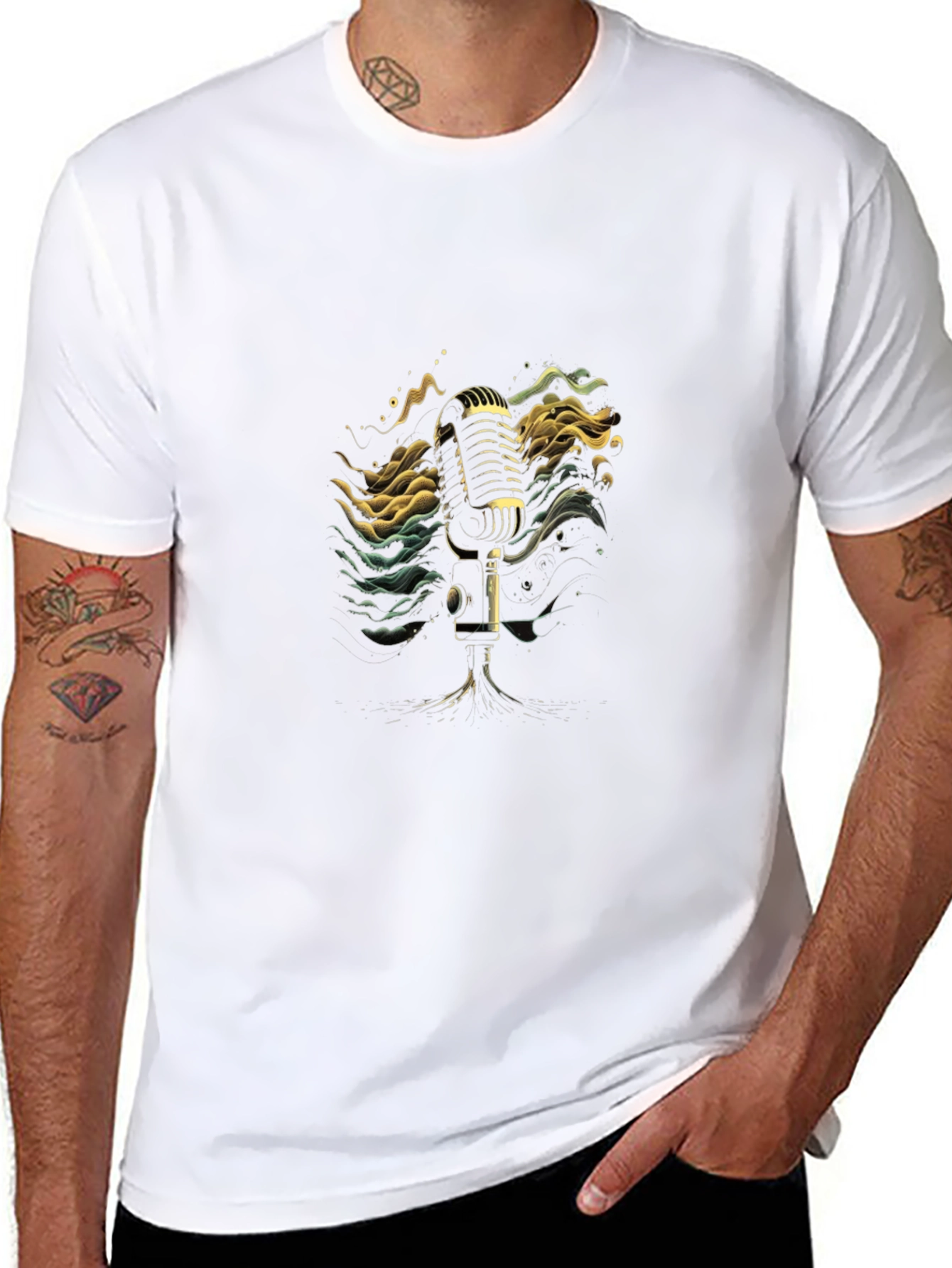 Retro Microphone Graphic Tee - Classic Sound Style