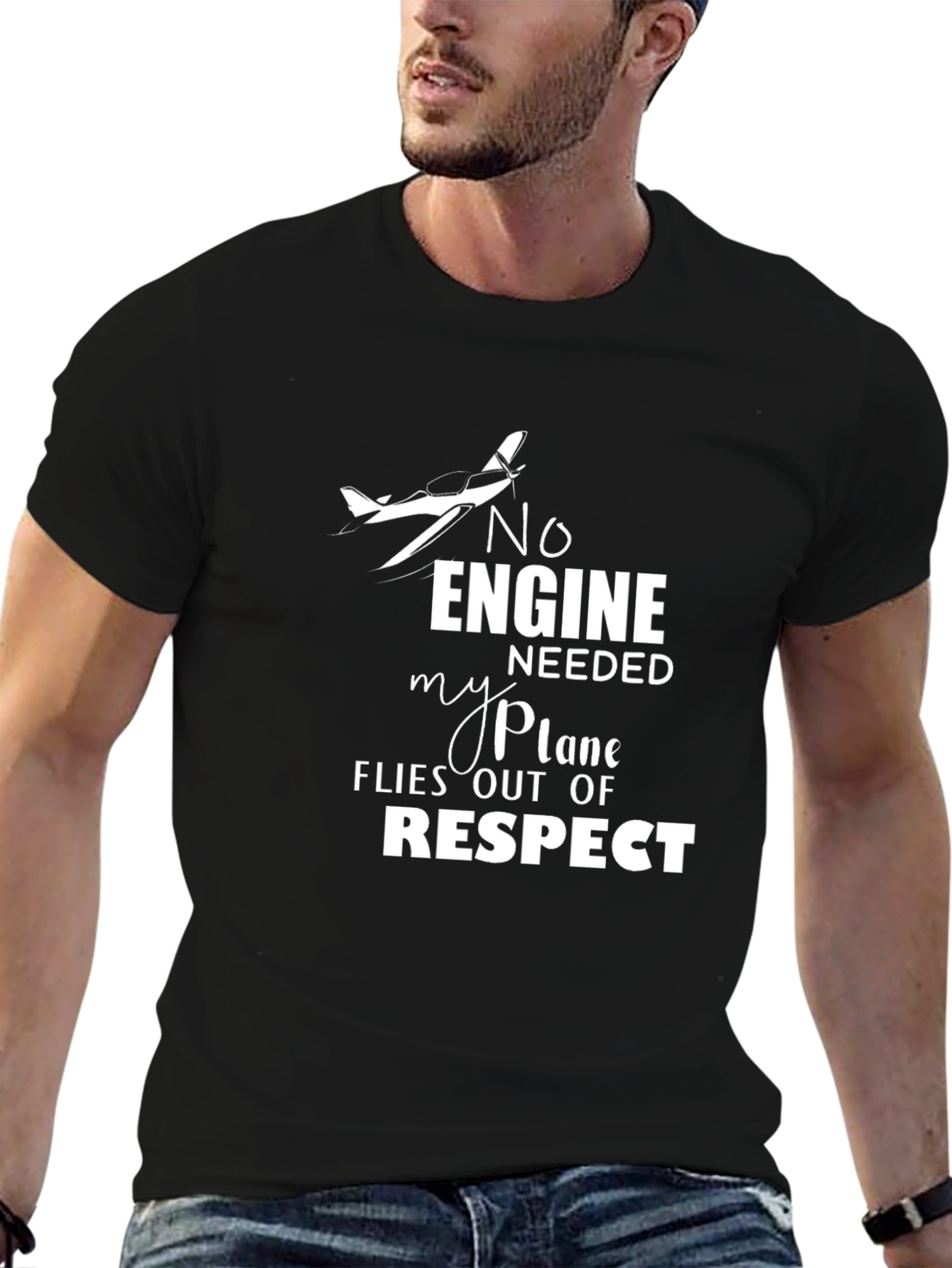 No Engine Needed Respect Plane Graphic Tee