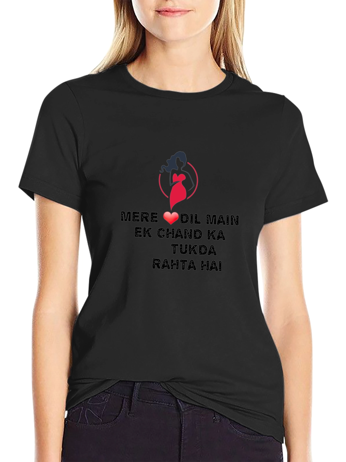 Black Graphic Tee - Romantic Hindi Love Quote Design