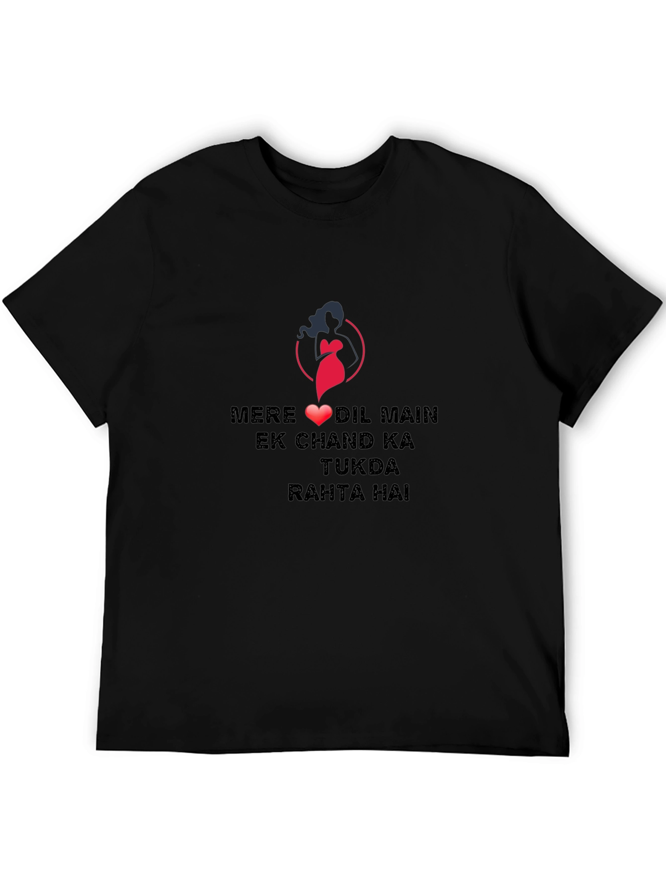 Black Graphic Tee - Romantic Hindi Love Quote Design