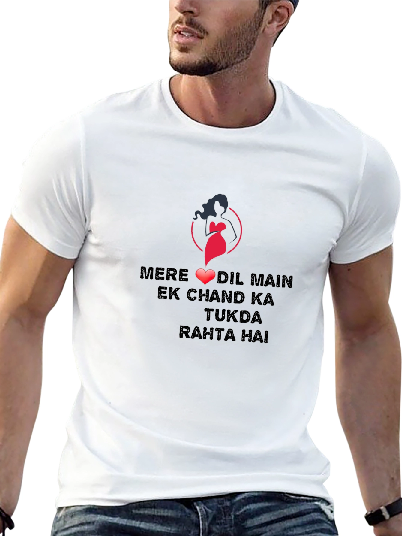Black Graphic Tee - Romantic Hindi Love Quote Design