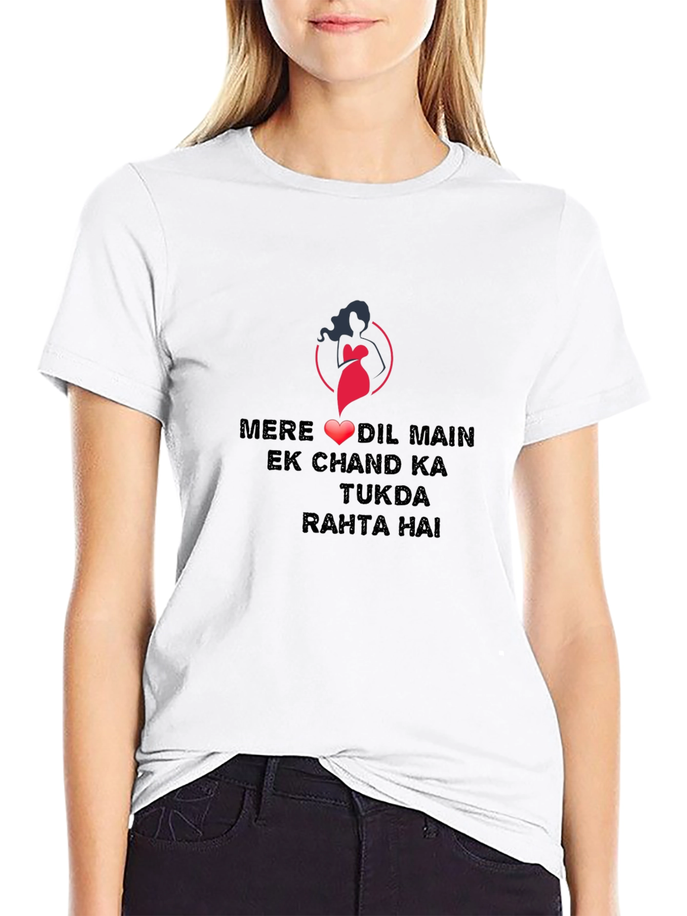 Black Graphic Tee - Romantic Hindi Love Quote Design