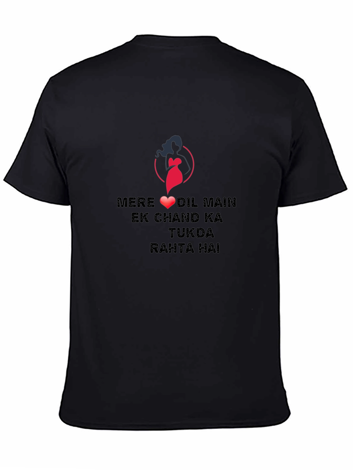 Black Graphic Tee - Romantic Hindi Love Quote Design