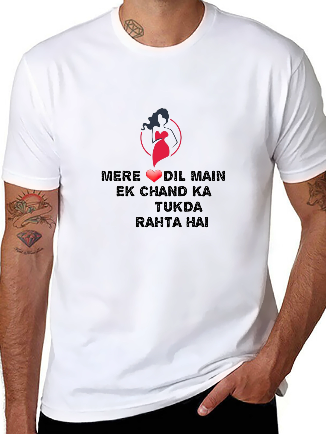 Black Graphic Tee - Romantic Hindi Love Quote Design