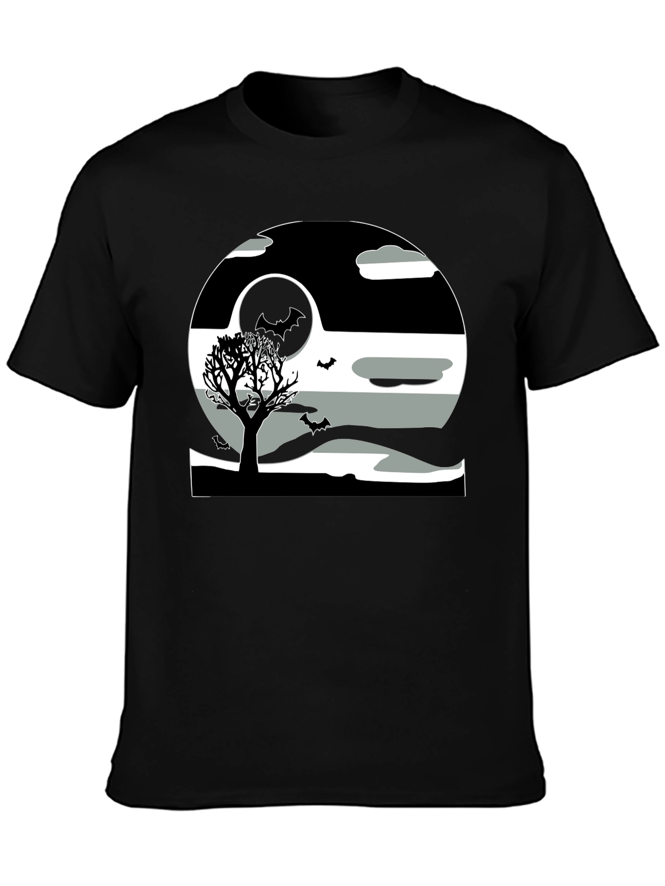 Halloween Scene Graphic Tee - Black
