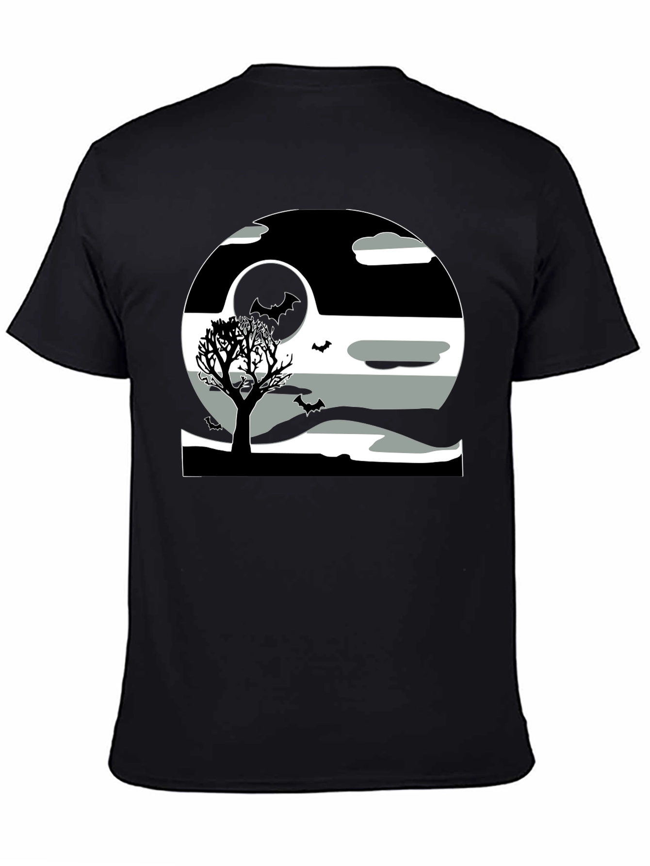 Halloween Scene Graphic Tee - Black