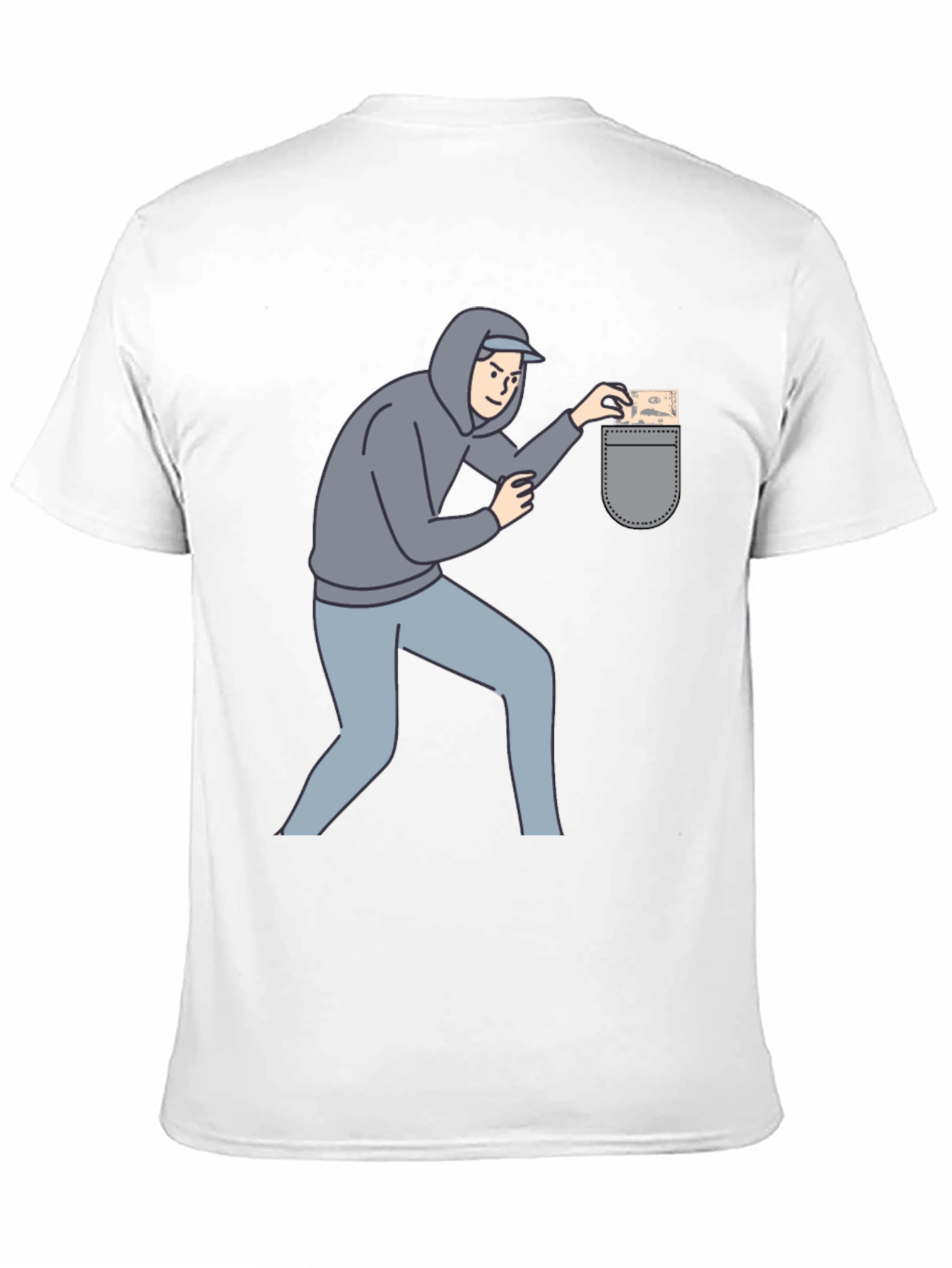 Funny Pickpocket Graphic Tee - Black Cotton Blend Shirt