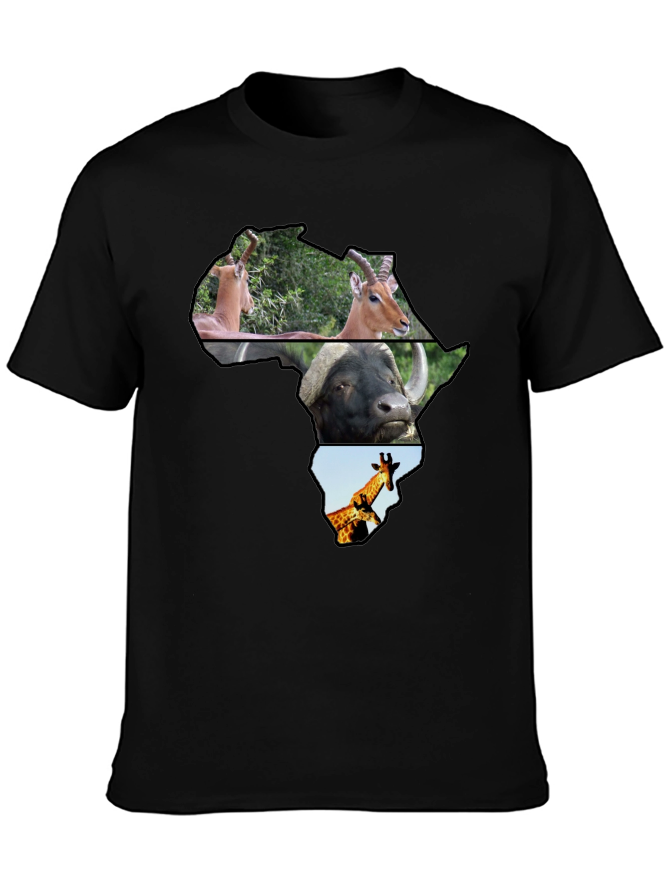 Africa Animals Black T-Shirt
