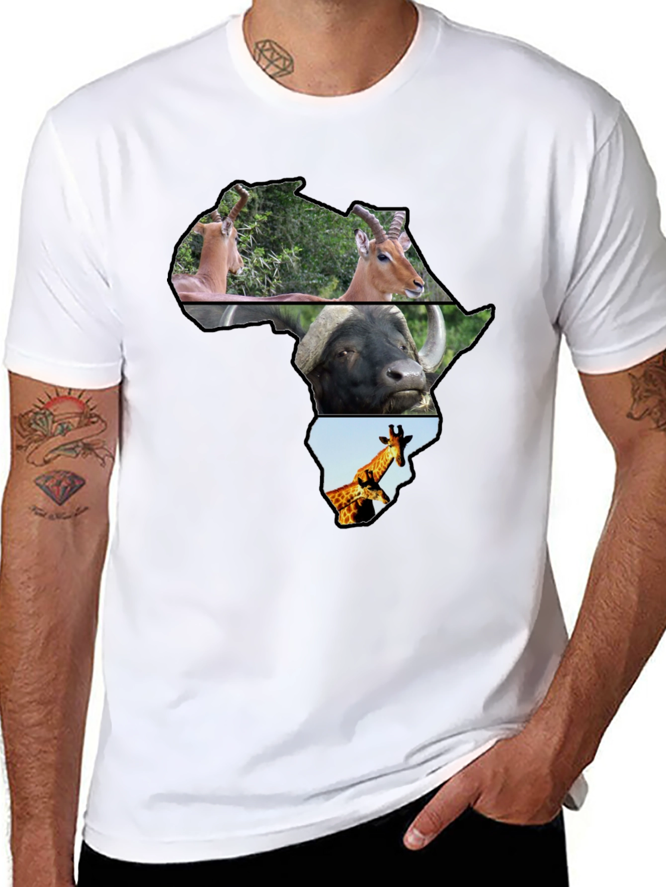 Africa Animals Black T-Shirt