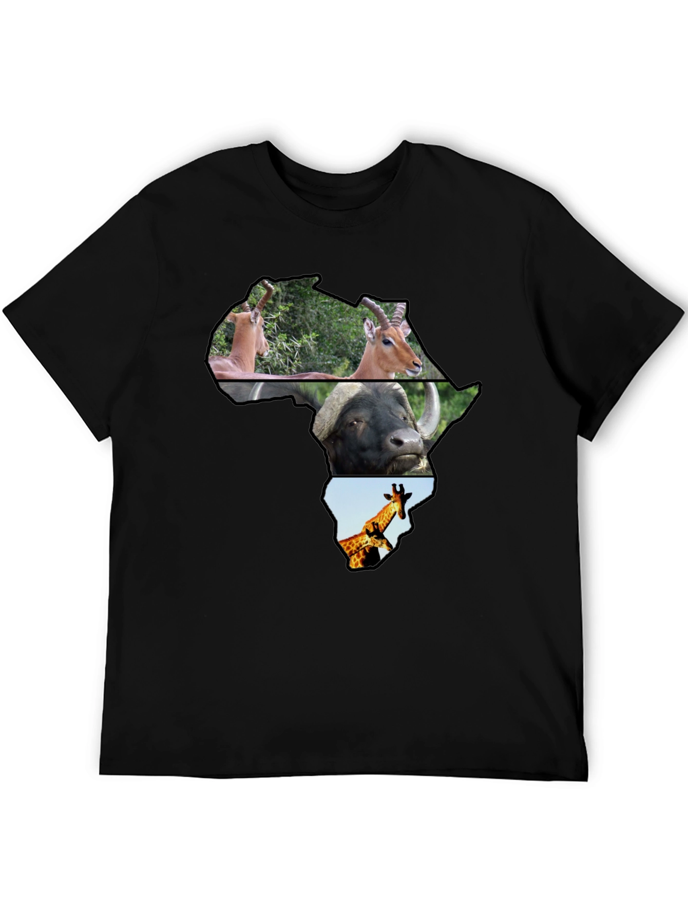 Africa Animals Black T-Shirt