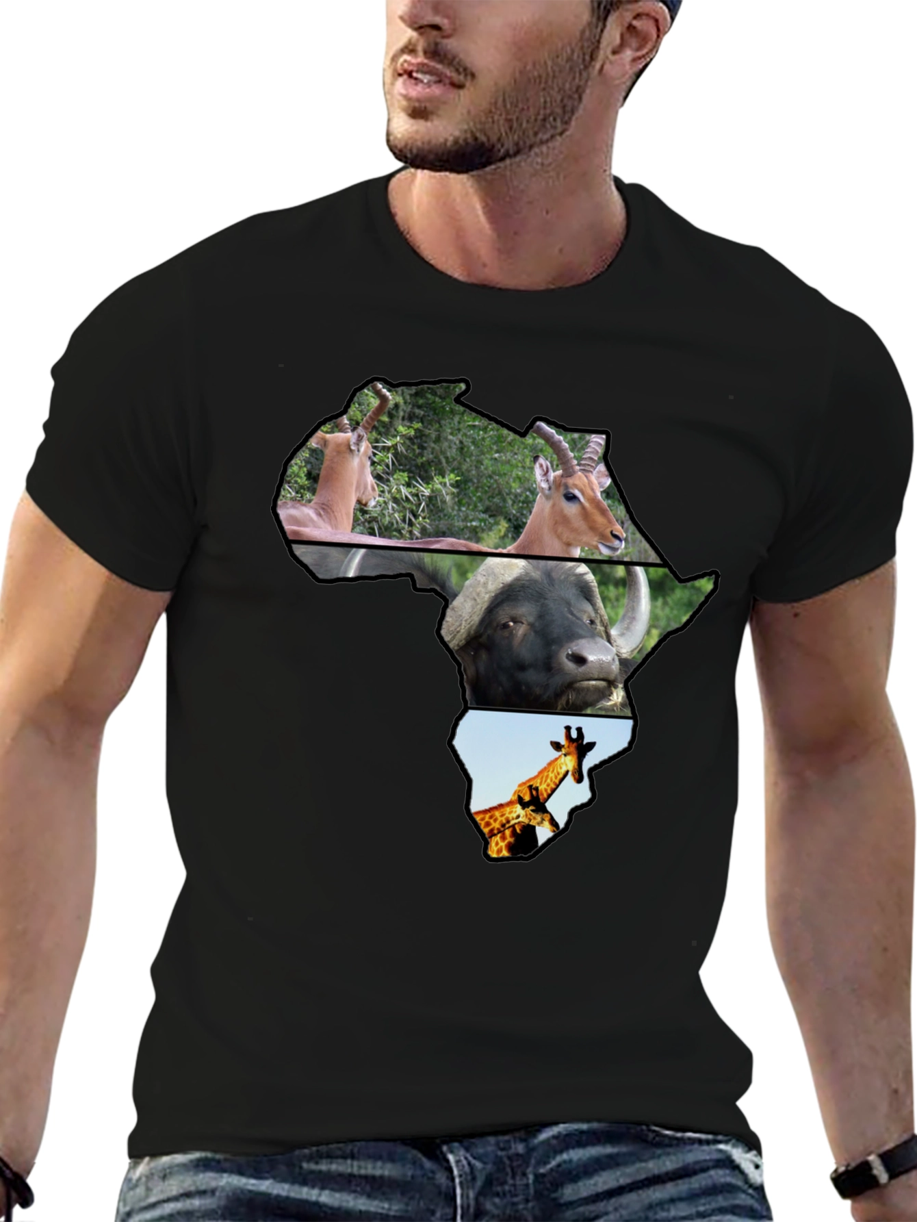 Africa Animals Black T-Shirt