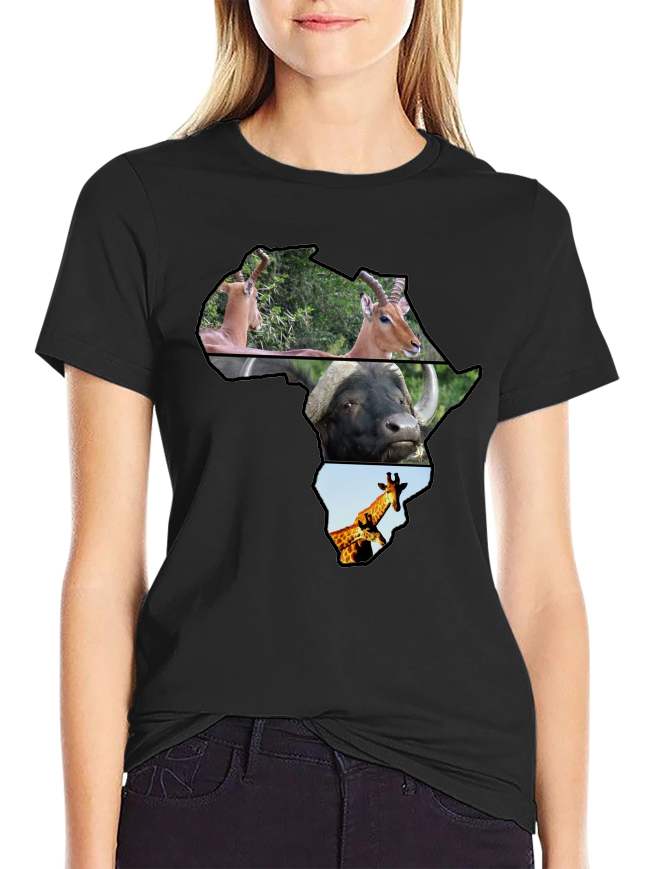 Africa Animals Black T-Shirt