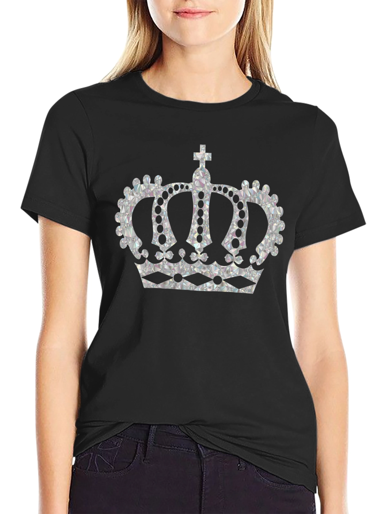 Crown Graphic Tee - Black Cotton T-Shirt