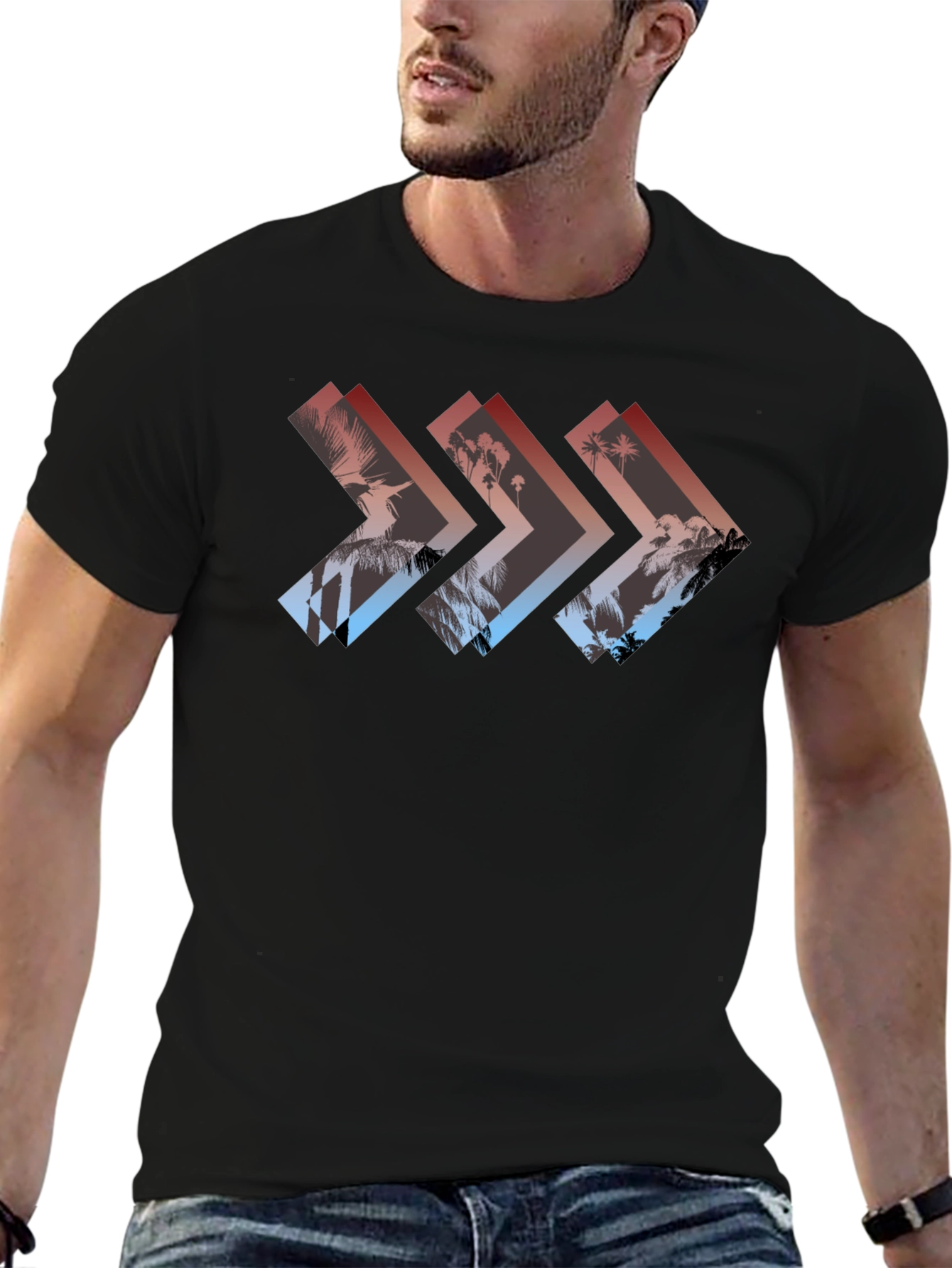 Tropical Arrow Graphic Tee - Black T-Shirt