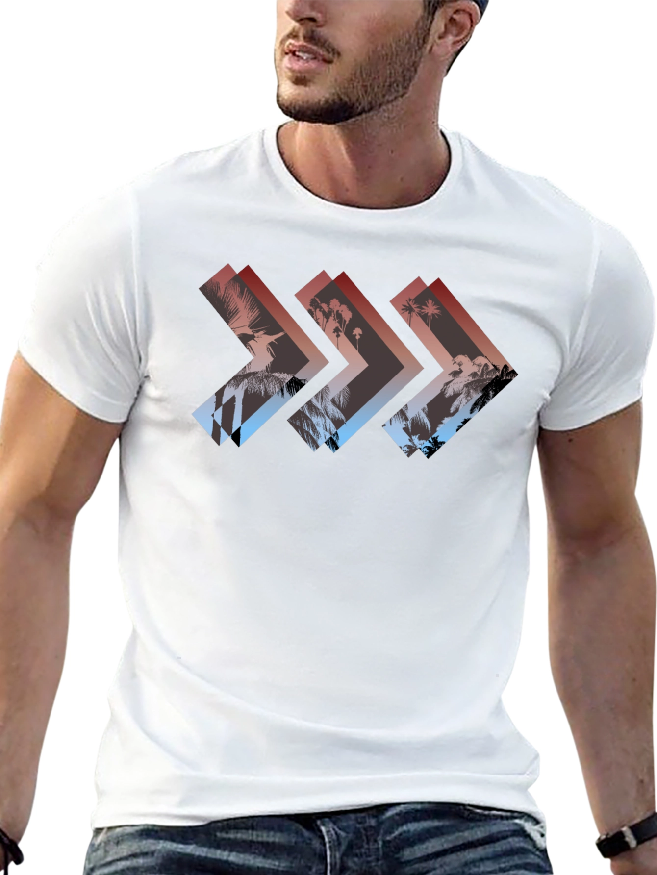 Tropical Arrow Graphic Tee - Black T-Shirt