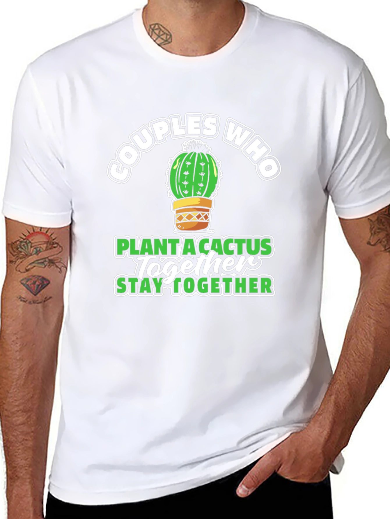Couples Cactus T-Shirt: Plant Together Stay Together