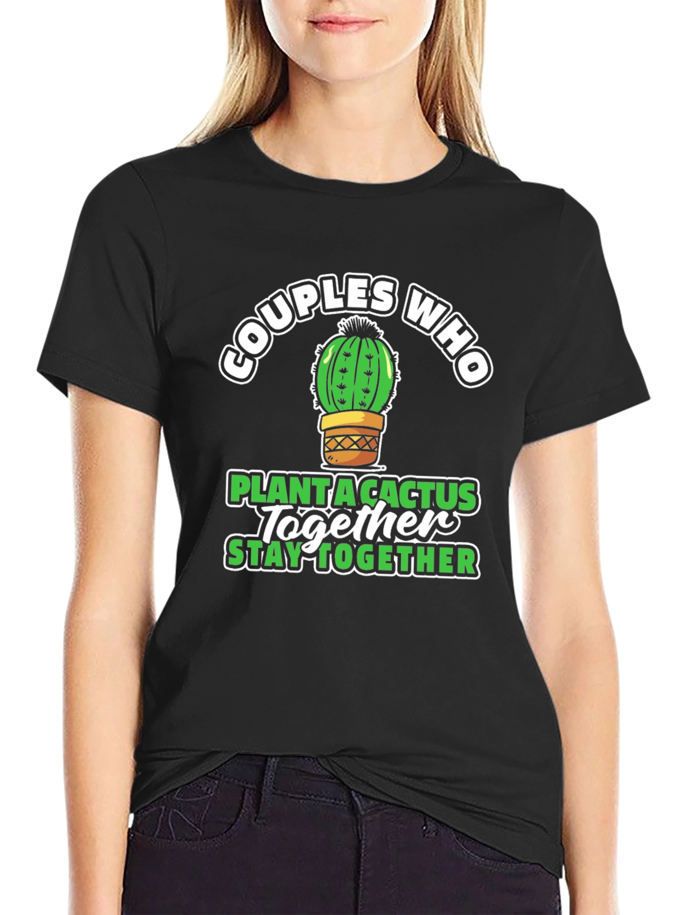 Couples Cactus T-Shirt: Plant Together Stay Together